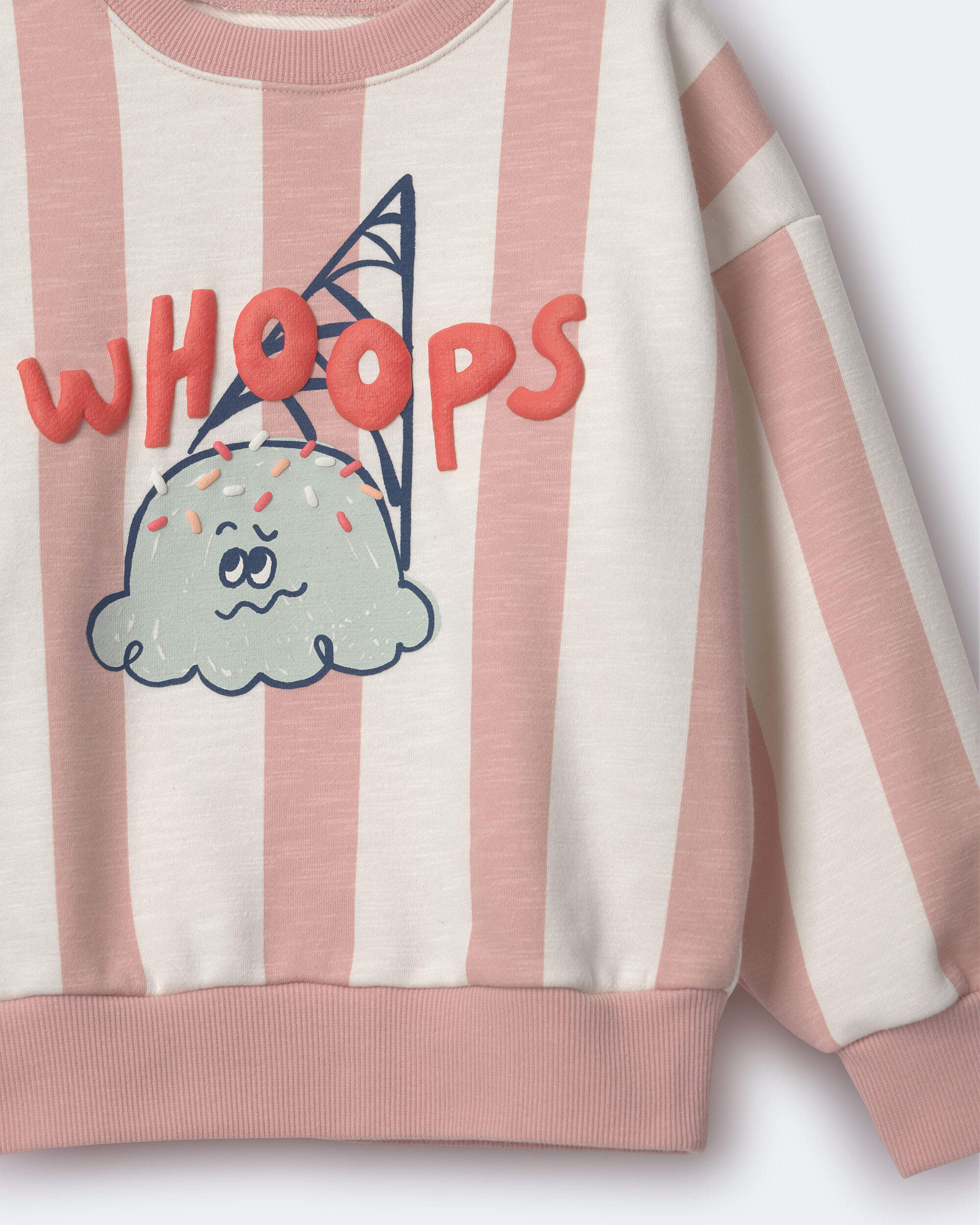 Toddler Whoops' Striped Ice Cream Dolman-Sleeve Sweatshirt - Peach