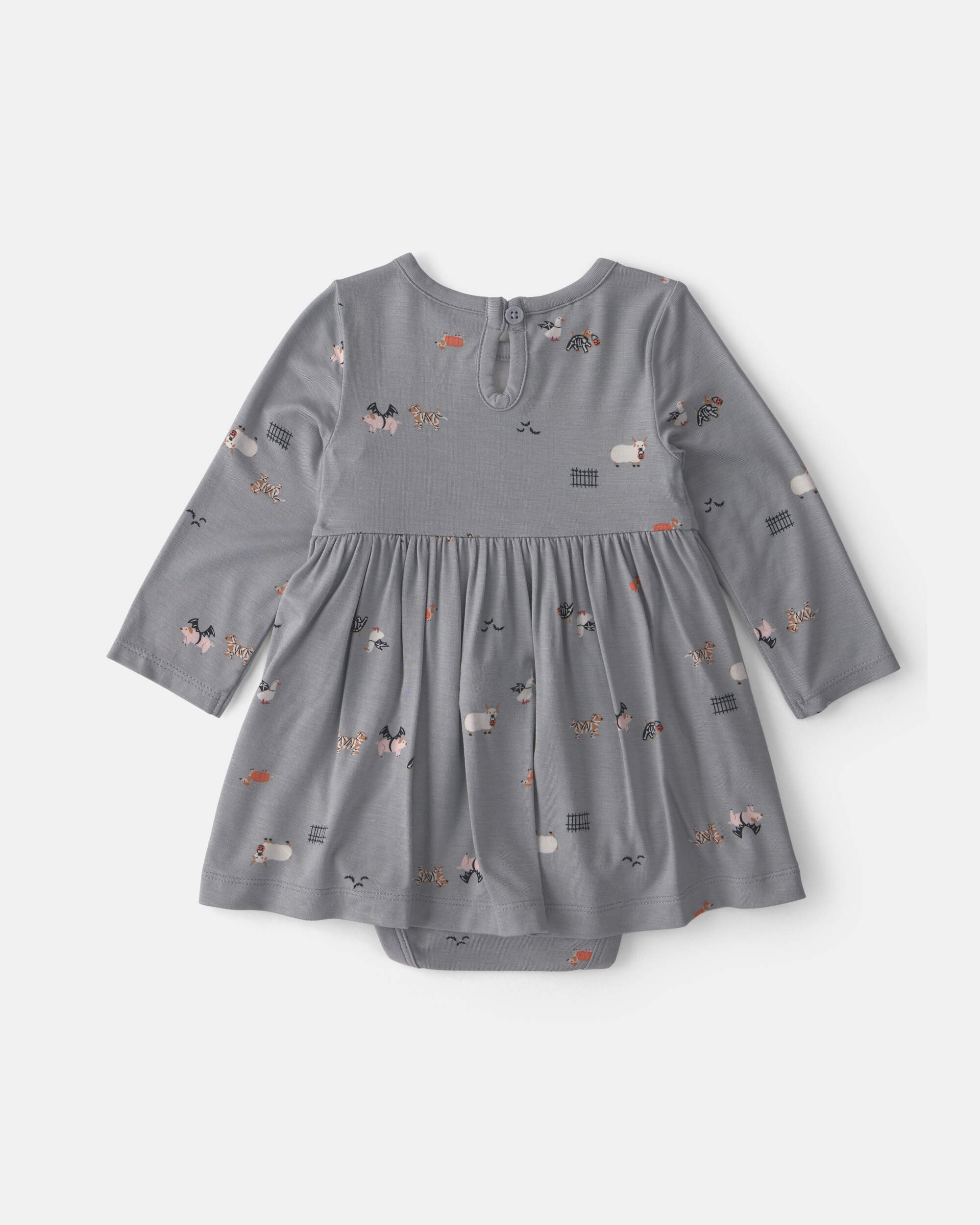 Baby Girl Halloween PurelySoft™ Long-Sleeve Bodysuit Dress - Grey
