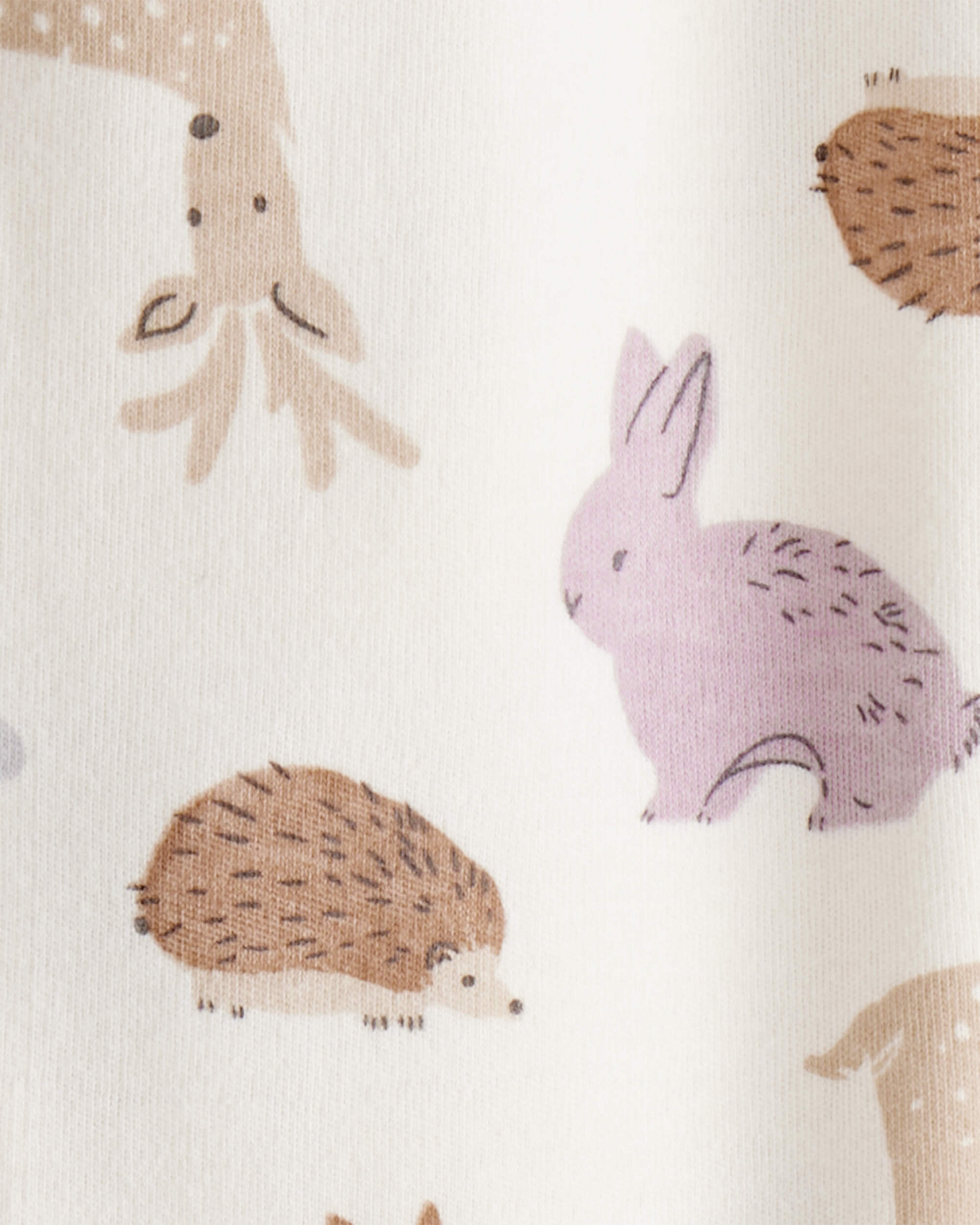 Baby Girl Fox Print 100% Cotton Long-Sleeve Sleeper - Ivory