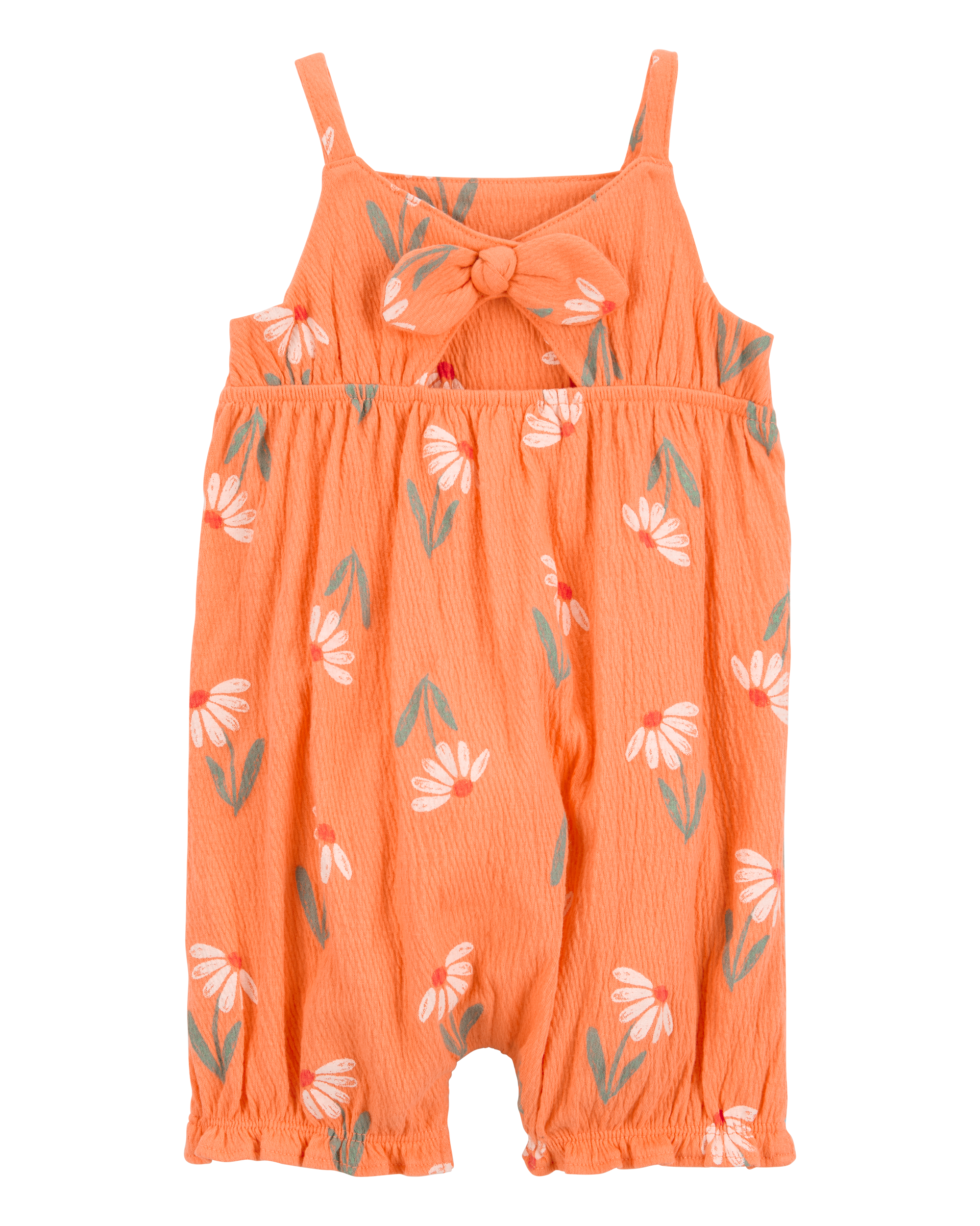 Baby Girl Floral Tank Romper - Orange