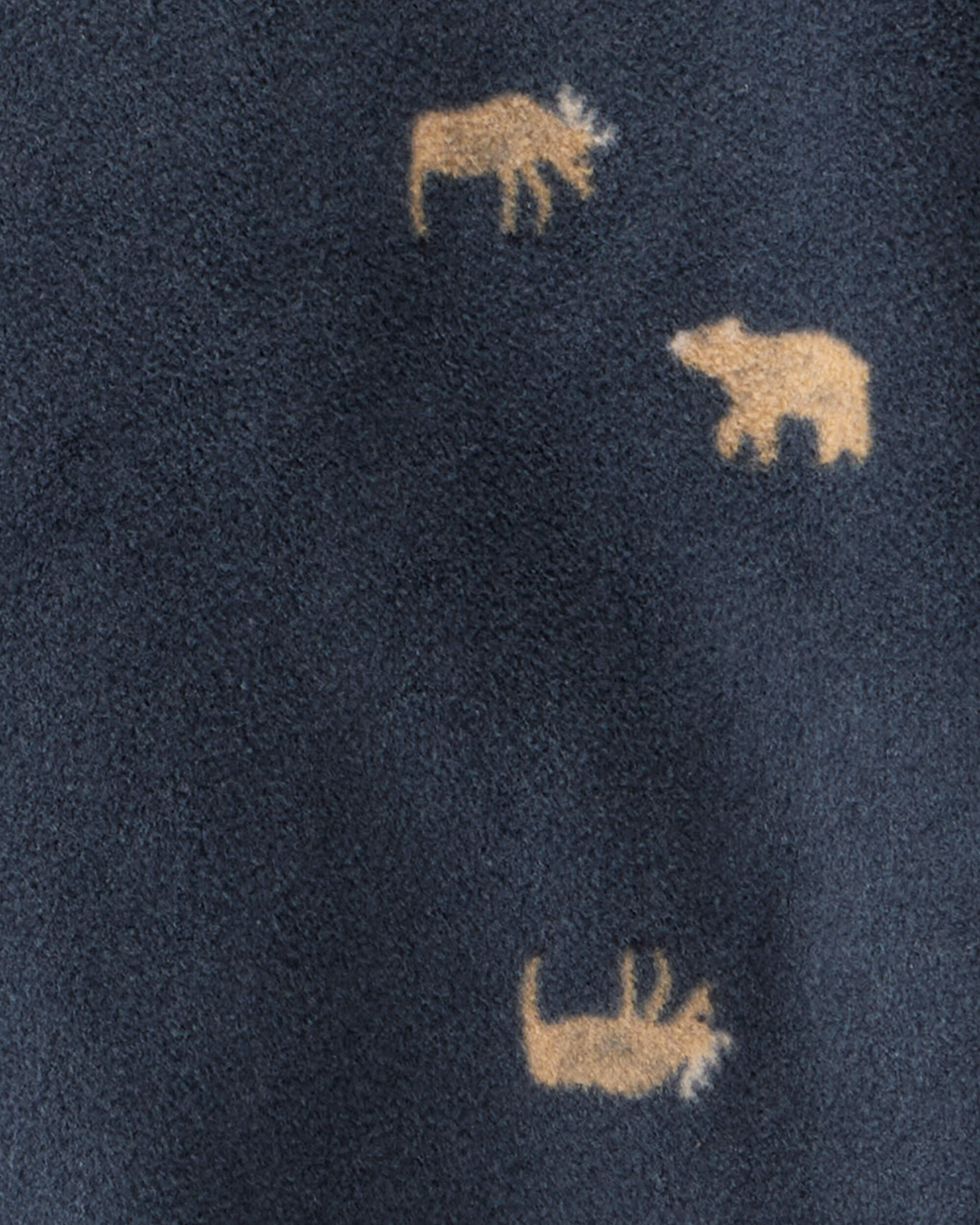 Toddler Boy Moose & Bear Print Loose Fit Long-Sleeve 2-Way Zip 1-Piece Pyjamas - Navy Blue