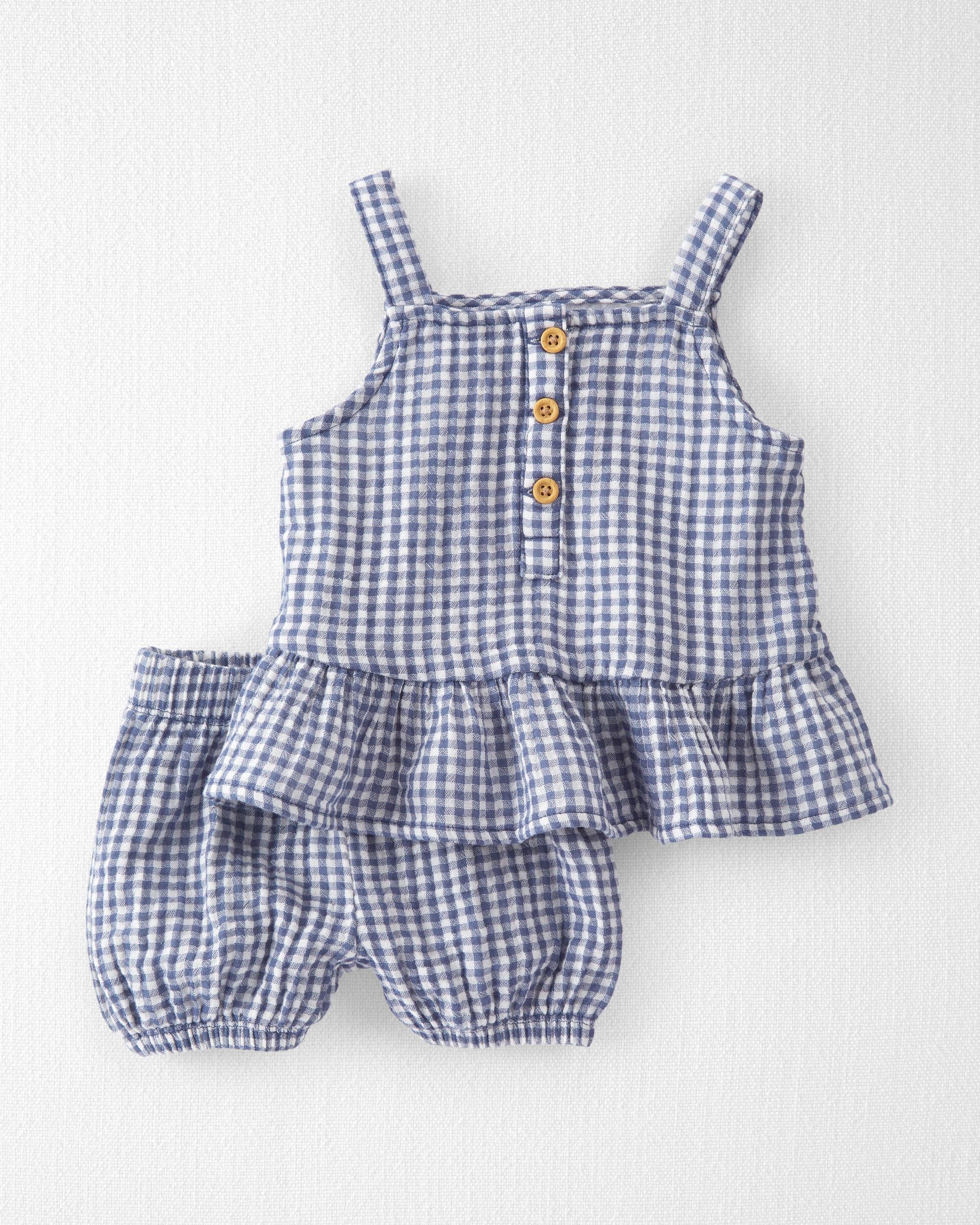 Gingham 2-Piece Organic Cotton Gauze Set