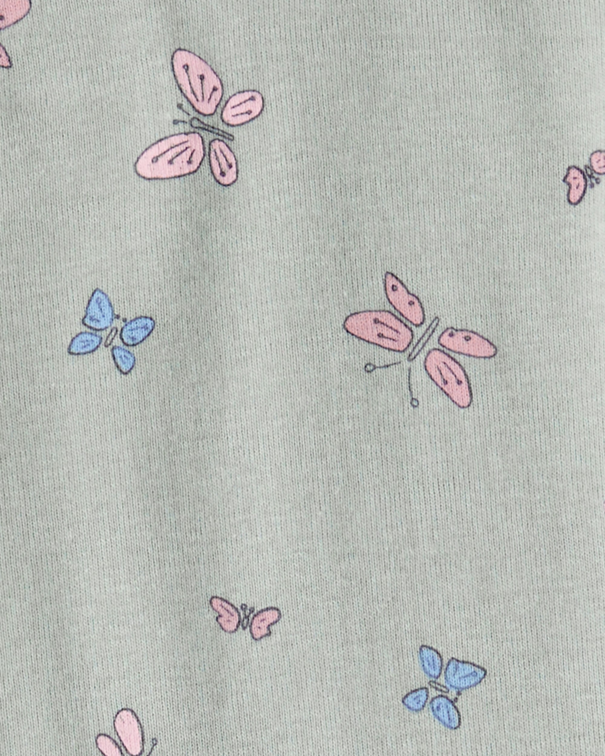 Baby Girl 3-Piece Butterfly Vest Outfit Set - Green