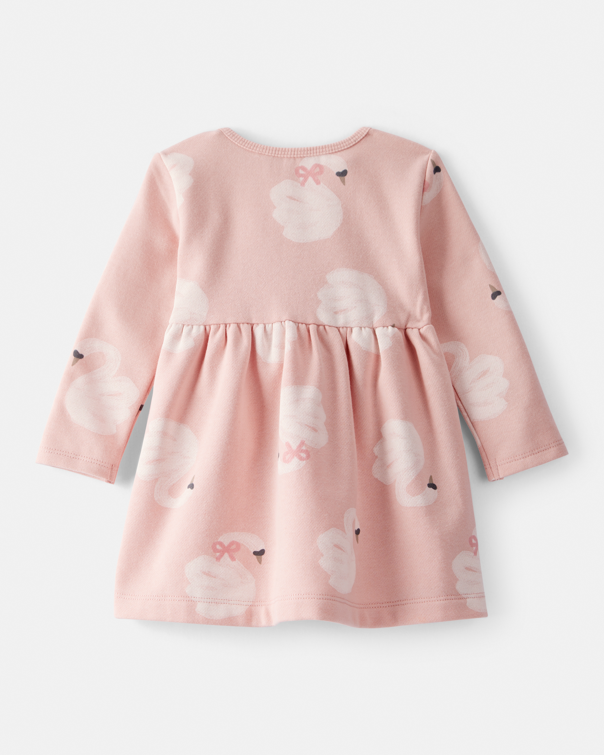 Baby Girl DayDream Fleece Swan Knit Dress - Pink