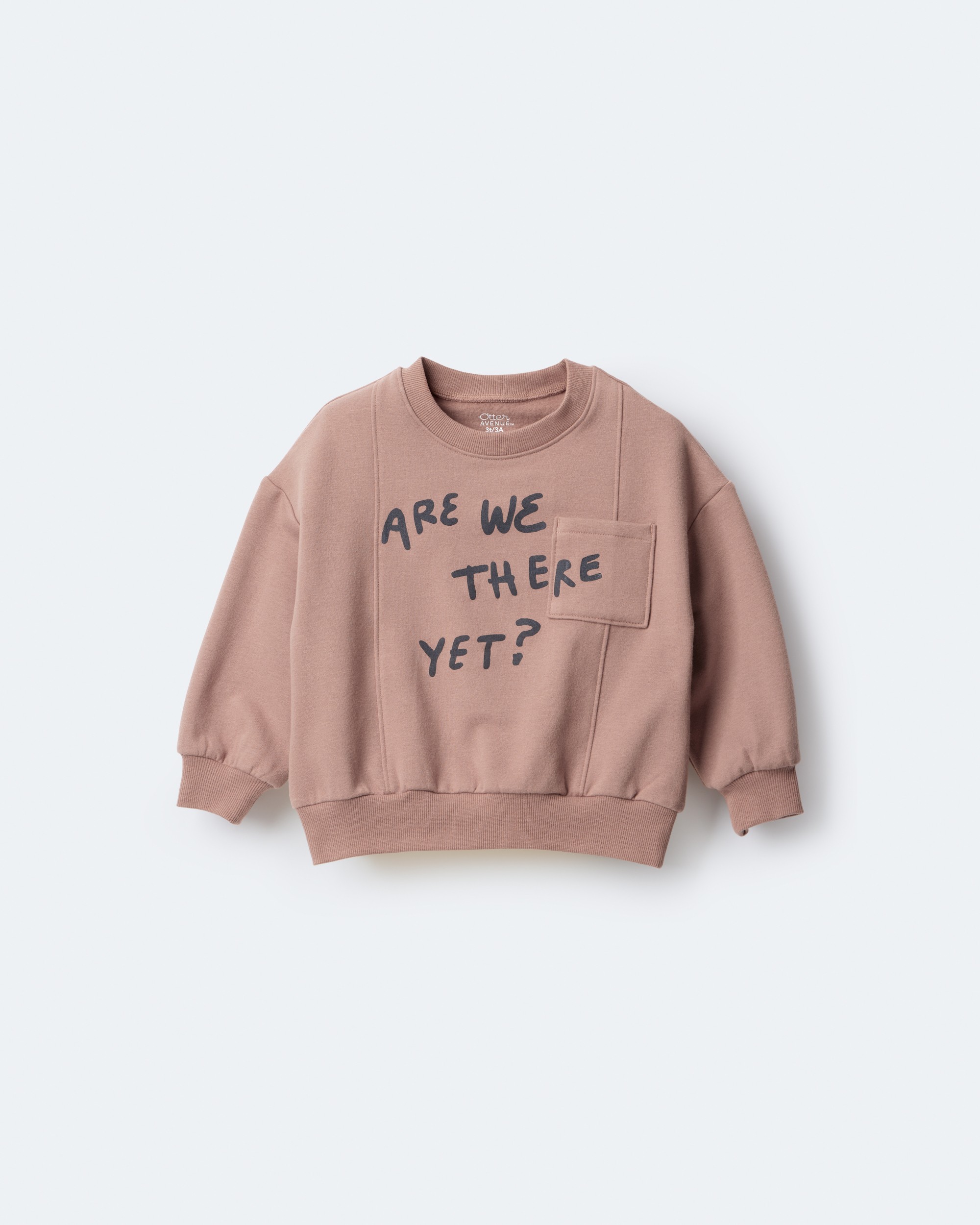 Toddler Neutral Are We There Yet' Pullover Sweatshirt - Mocha Brown