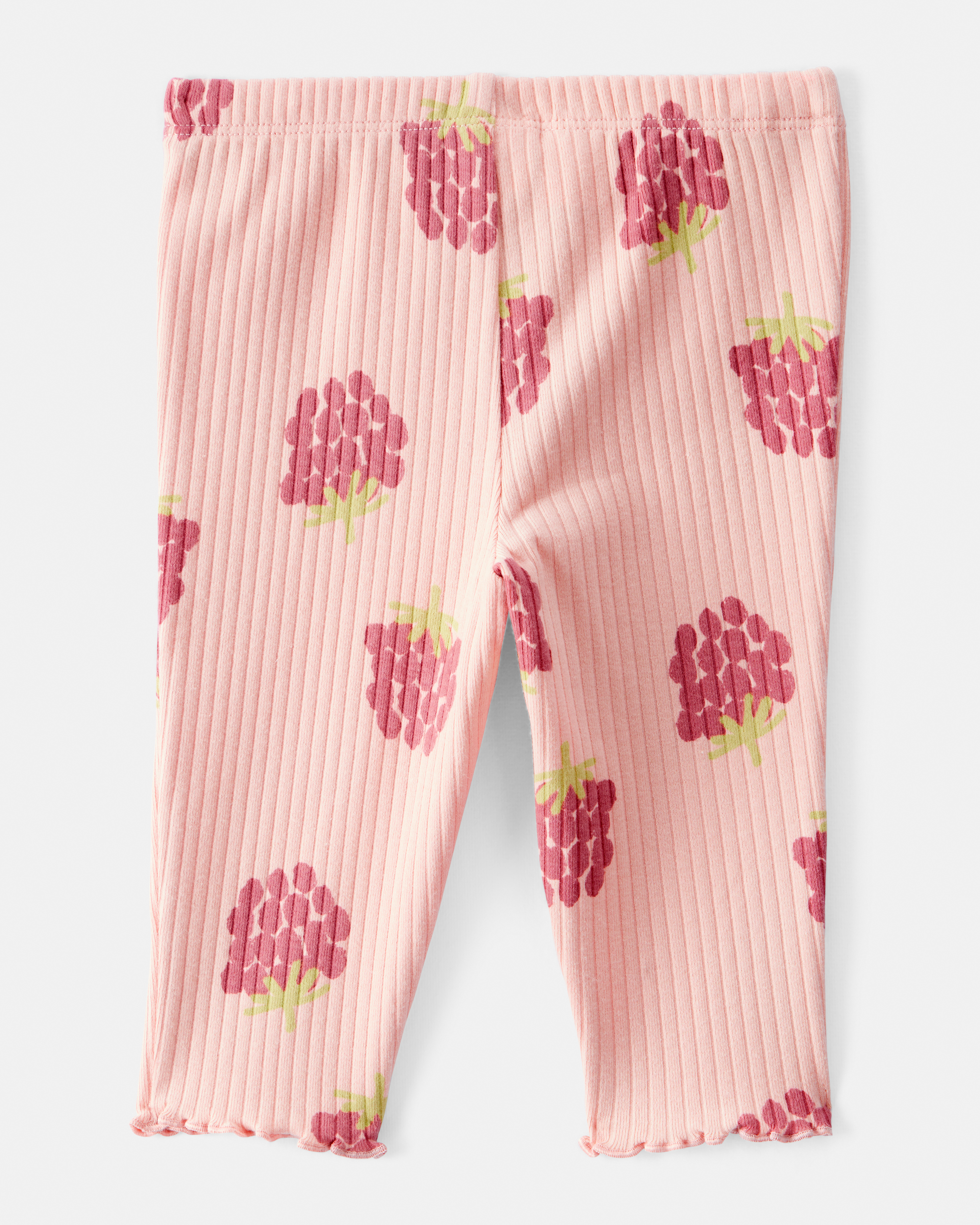 Baby Girl Raspberry Print Cotton Pull-On Pants - Pink