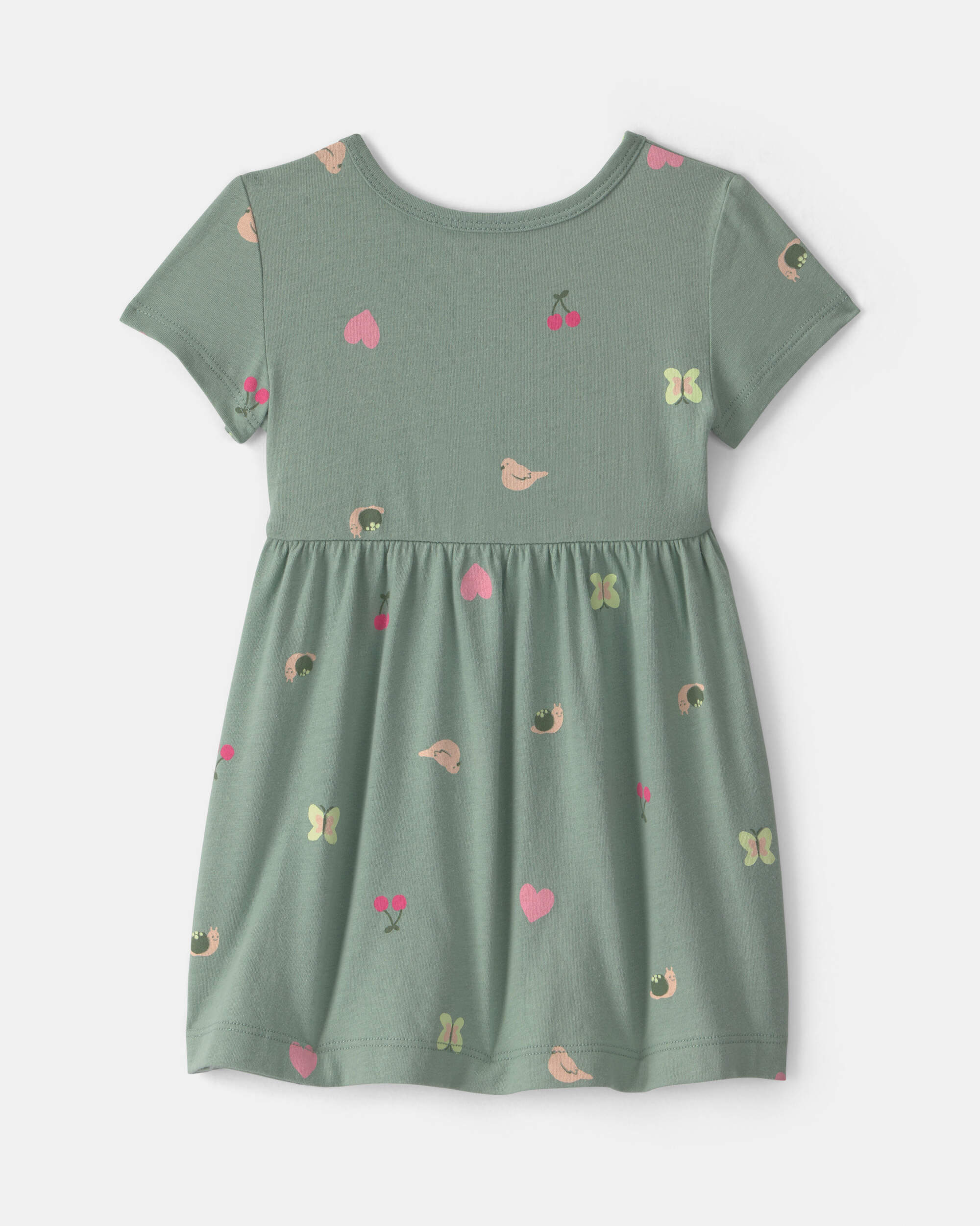 Baby Girl Butterfly Short-Sleeve Dress - Green
