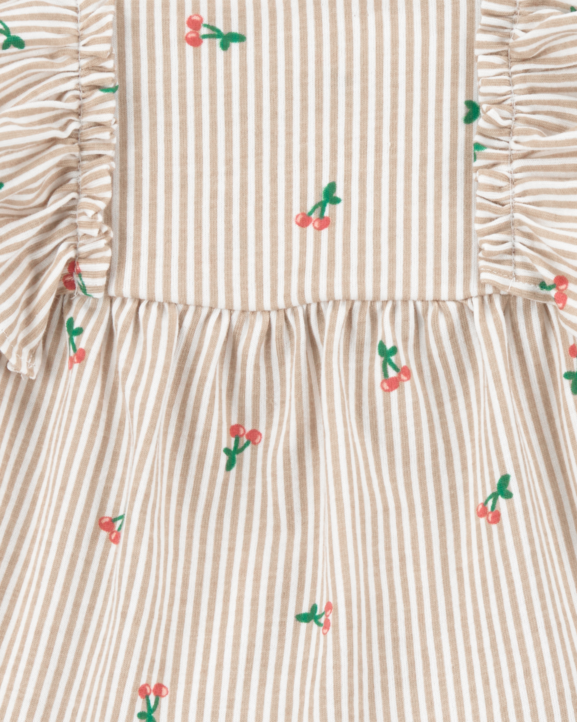Baby Girl 3-Piece Striped Cherry Print  Outfit Set - White/Pink