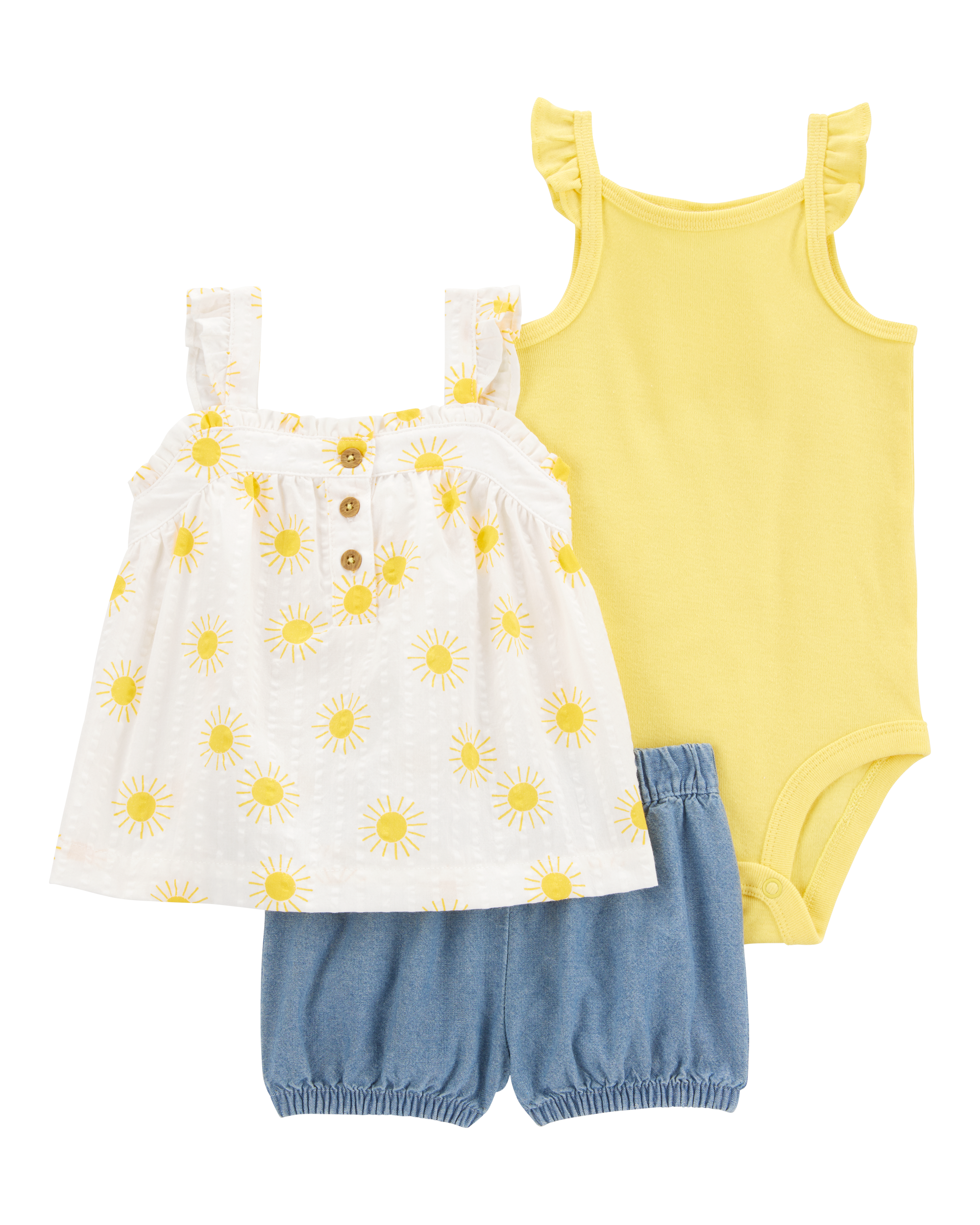 Baby 3-Piece Outfit Set - Yellow/Chambray
