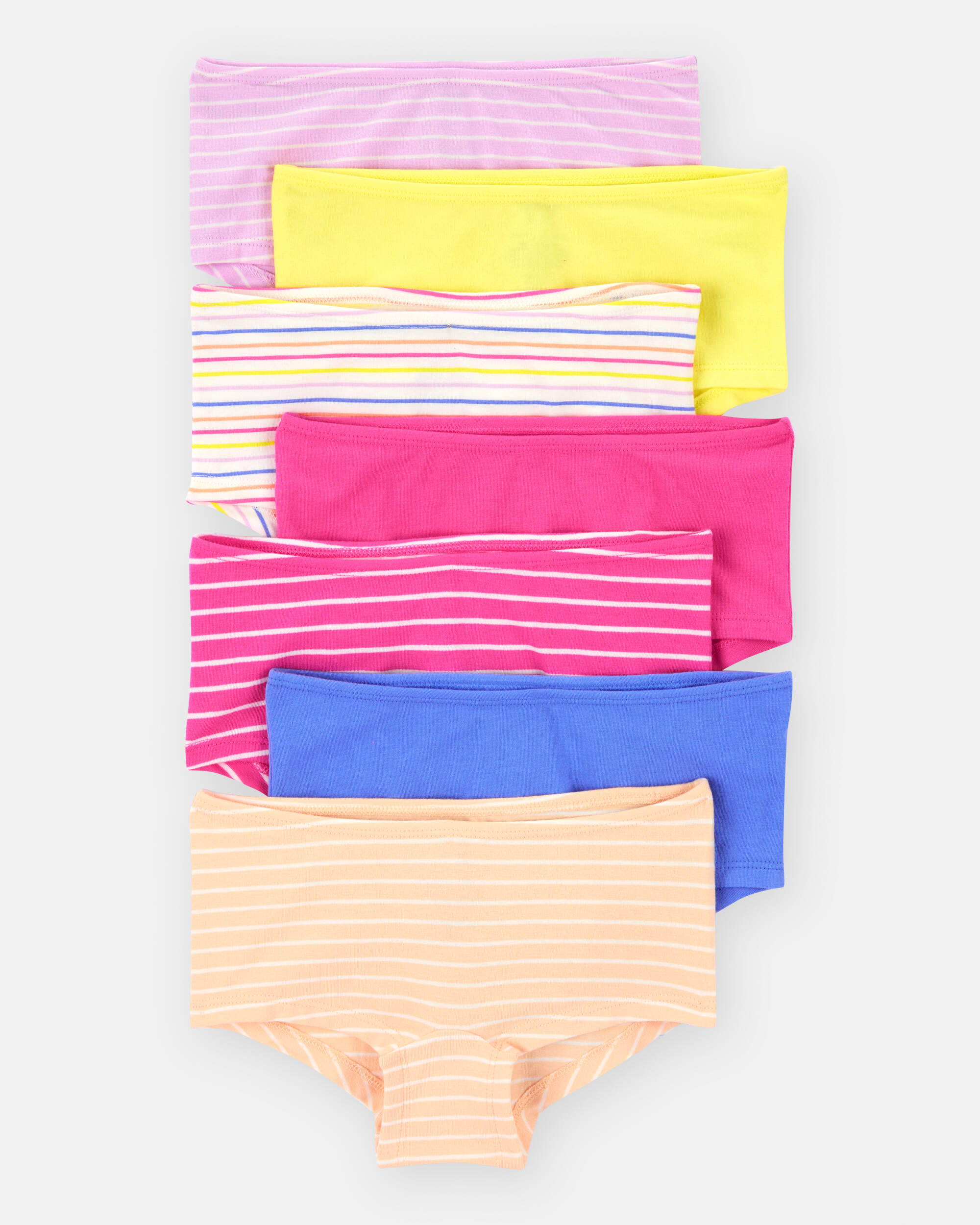 Girls 7-Pack Striped Boyshort Cotton Stretch Underwear