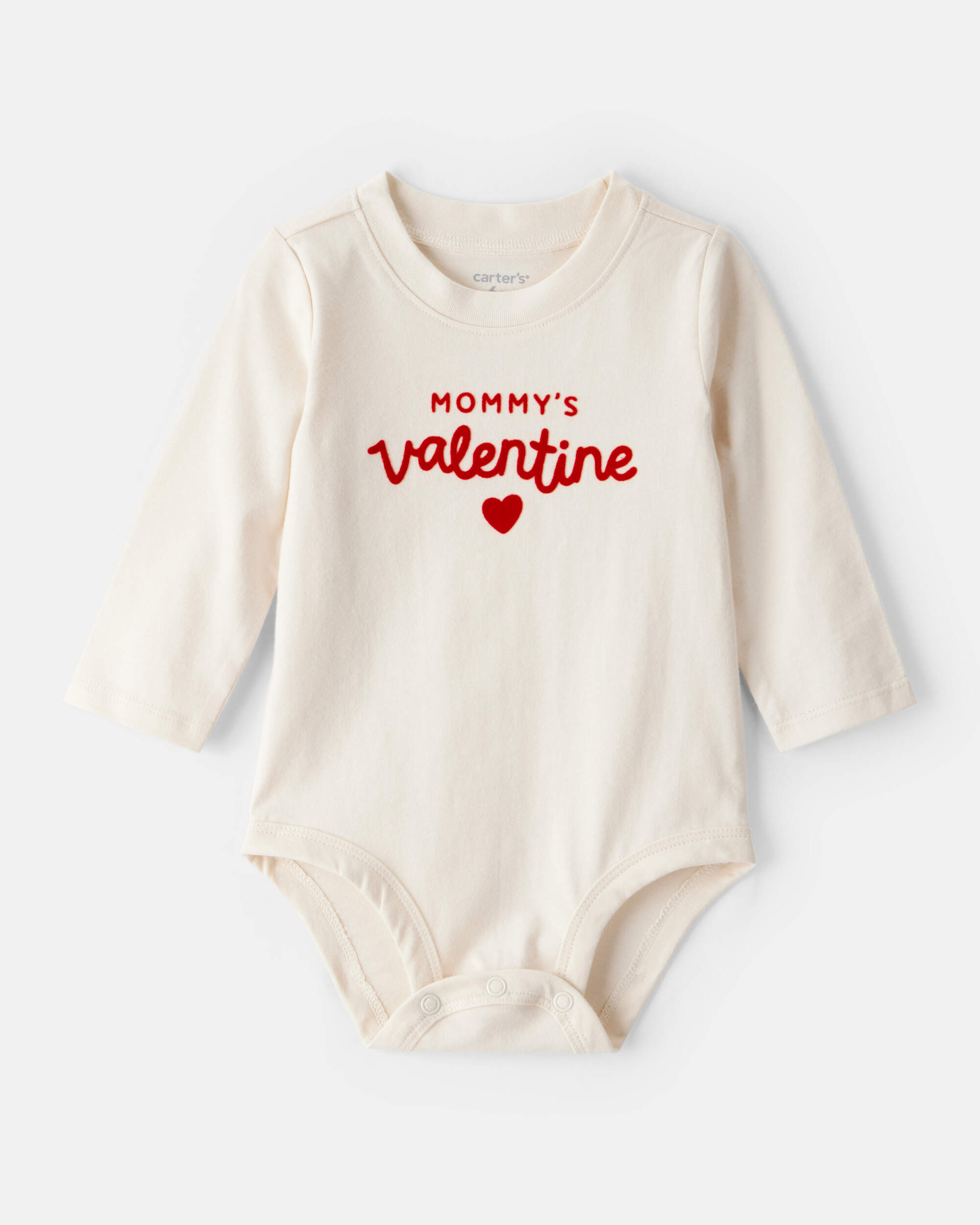 Baby Boy Mommy's Valentine Long-Sleeve Graphic Bodysuit - Cream