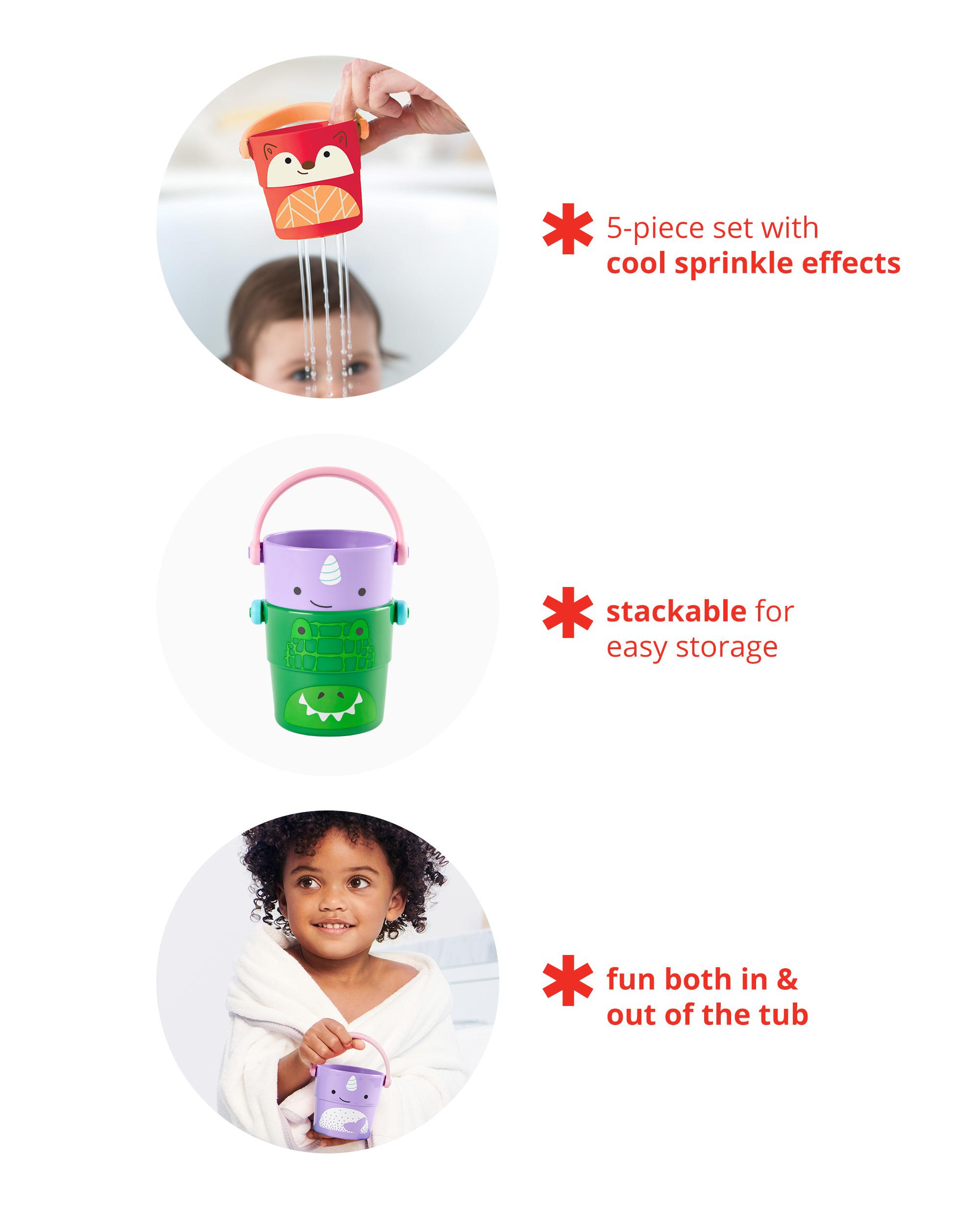 Zoo Stack & Pour Buckets Baby Bath Toy