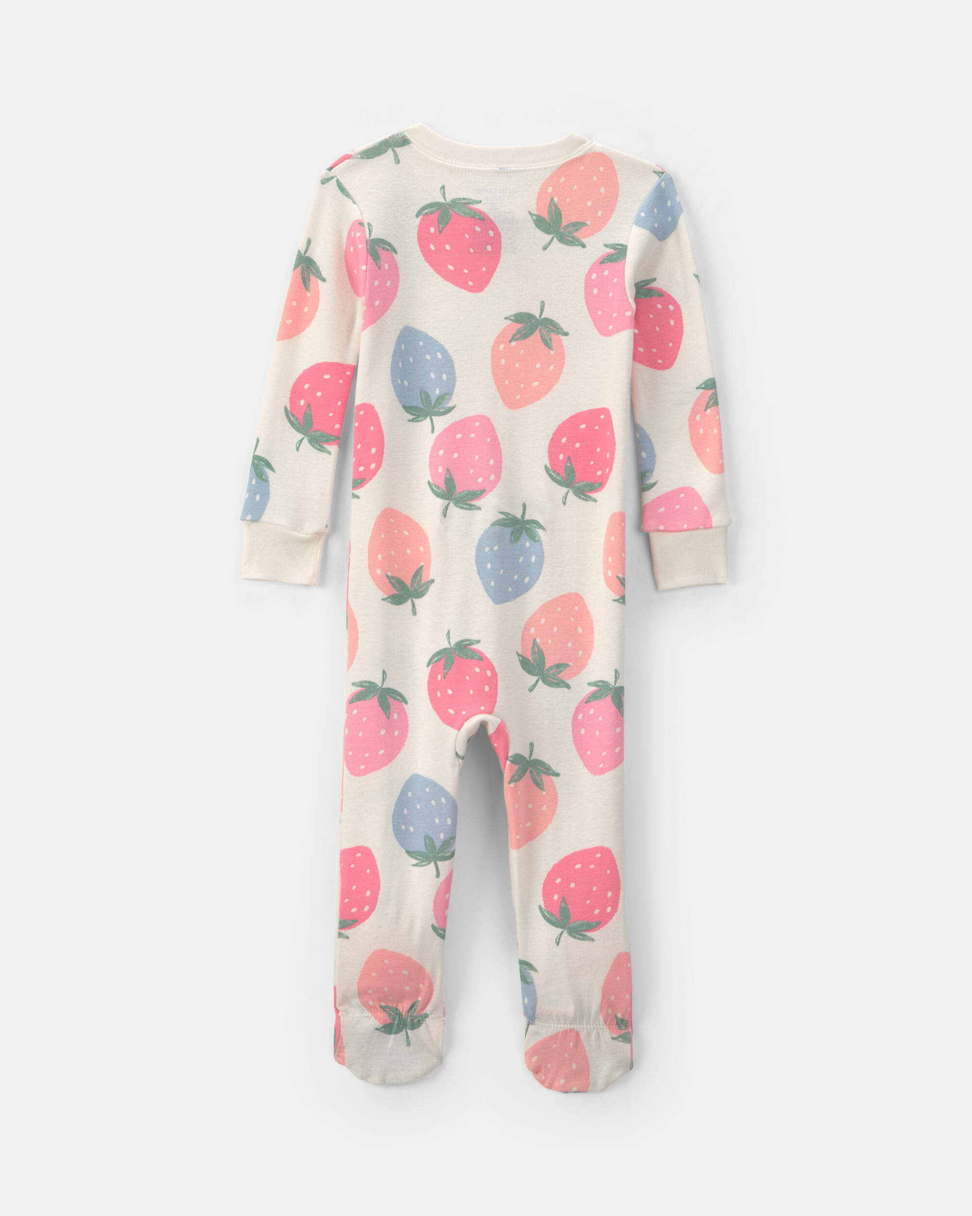 Baby Girl Strawberry Cotton Snug Fit 1-Piece Pyjama - Pink/White