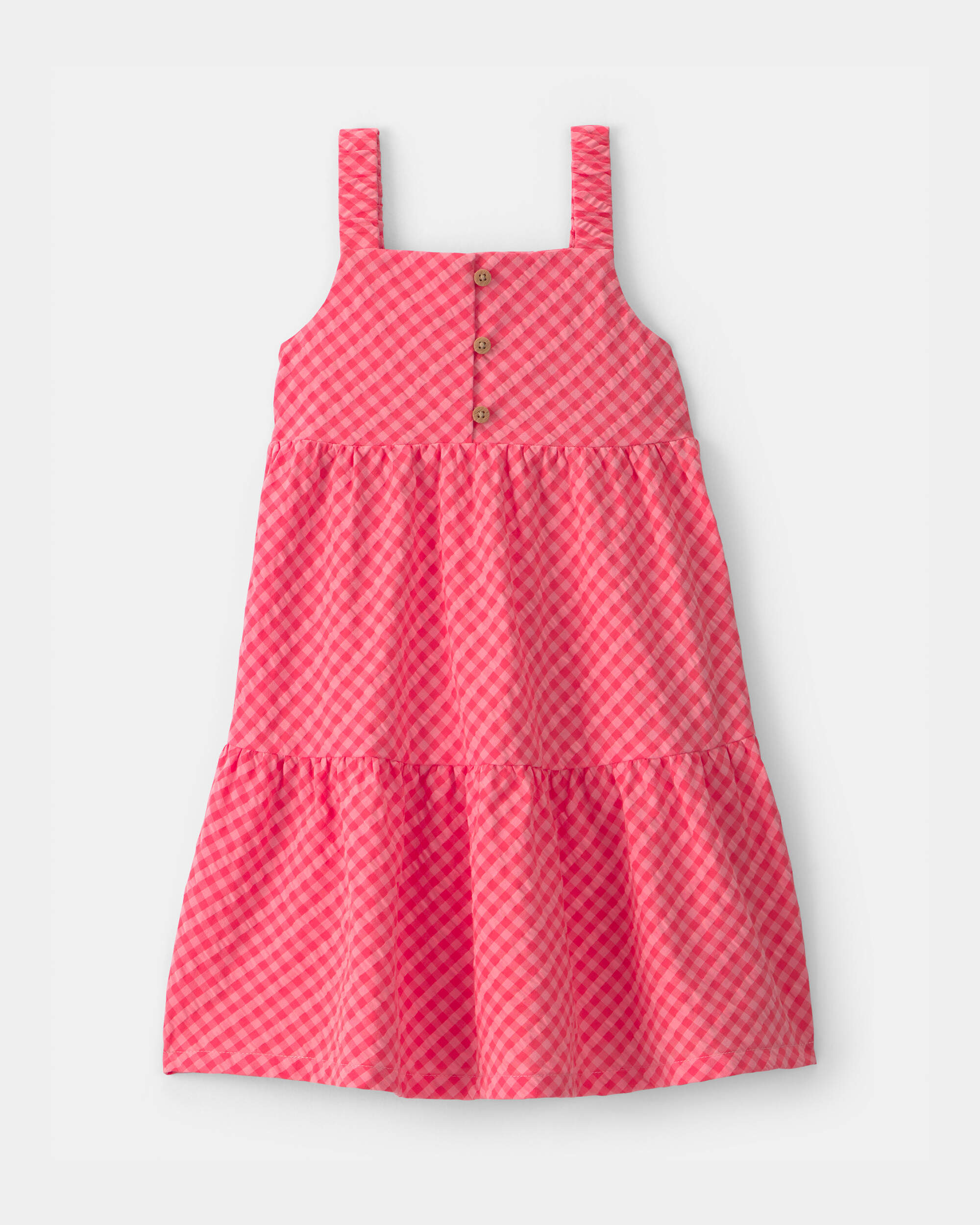Toddler Girl Gingham Tiered Dress - Red