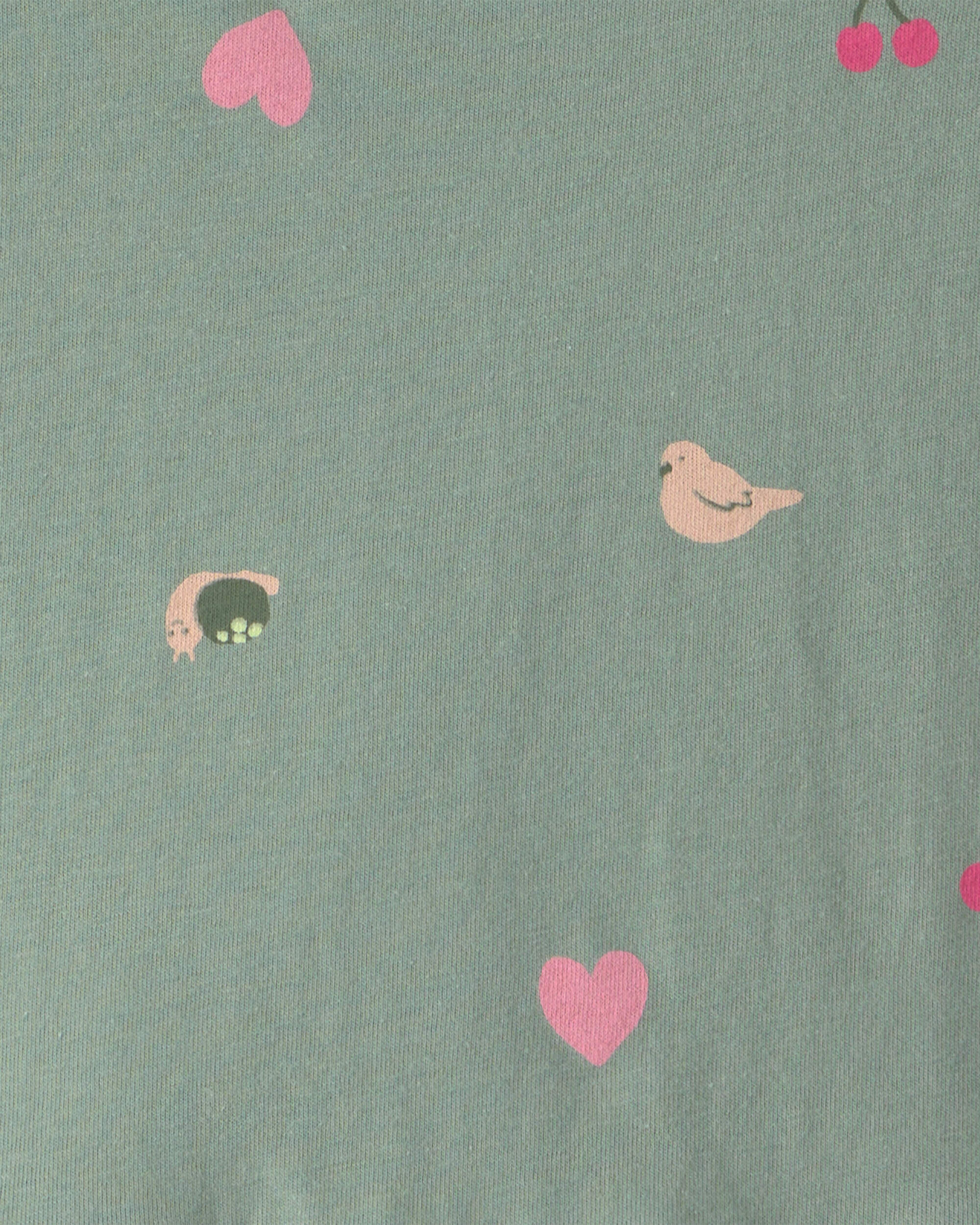 Baby Girl All Over Print Long Sleeve Top - Green