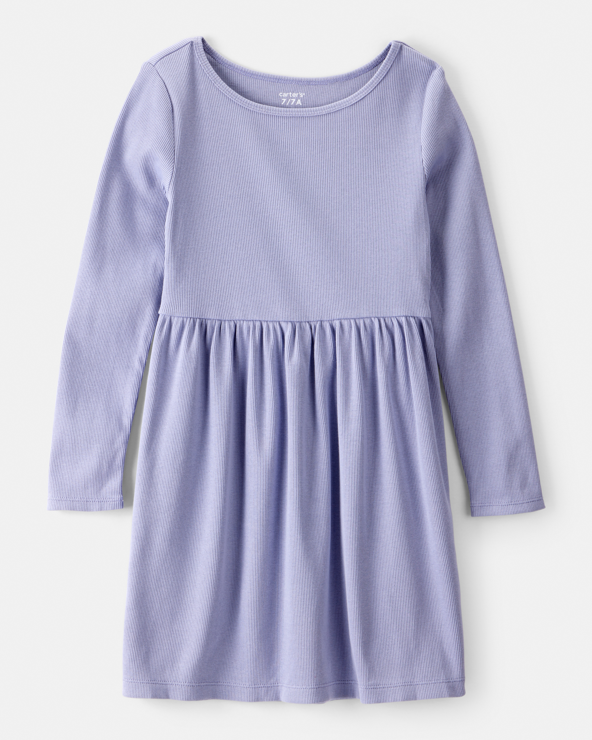 Girls Long Sleeve Cotton Dress - Blue