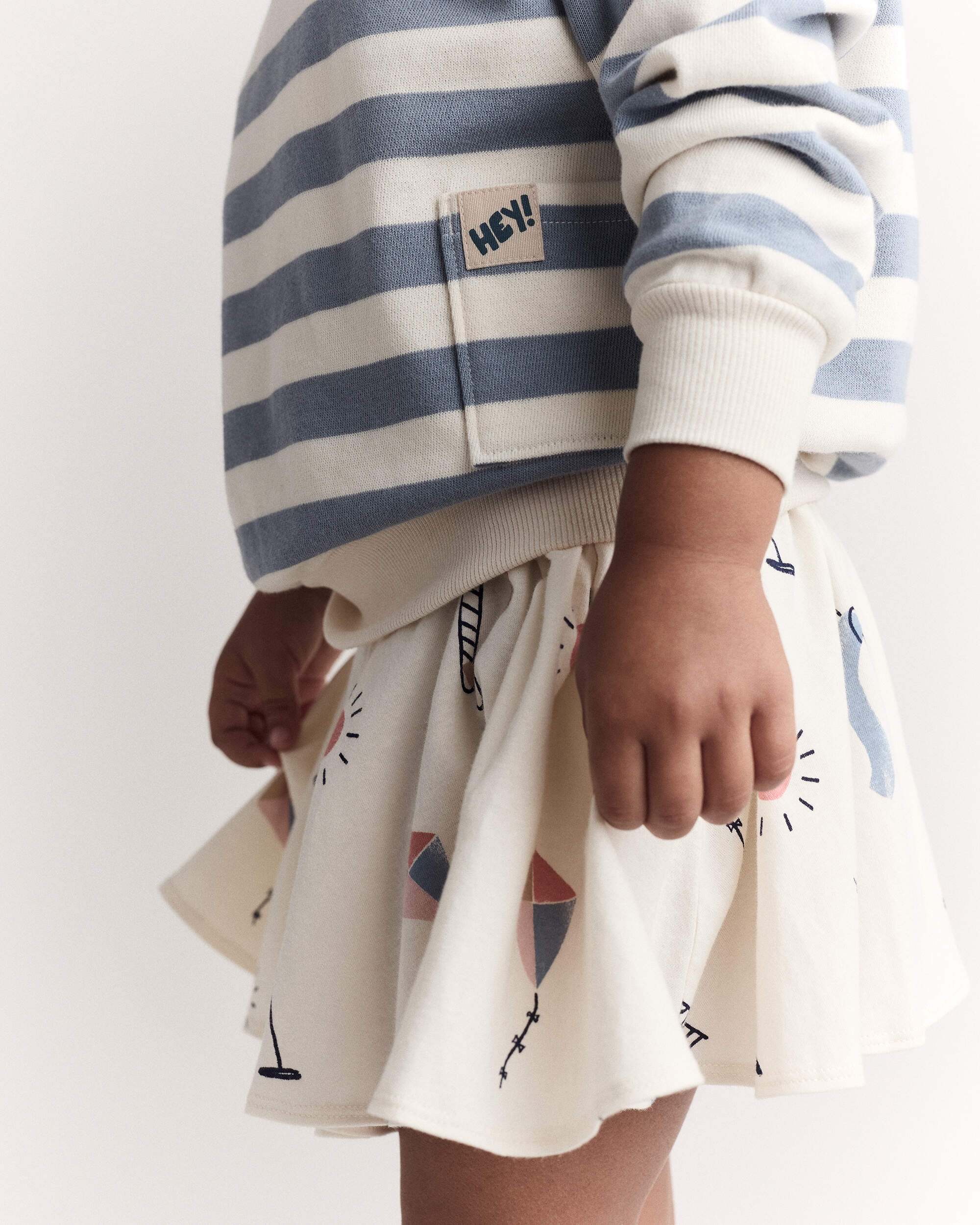 Toddler 'Hey!' Striped Otter Sweatshirt™ with Pockets - Blue/Cream