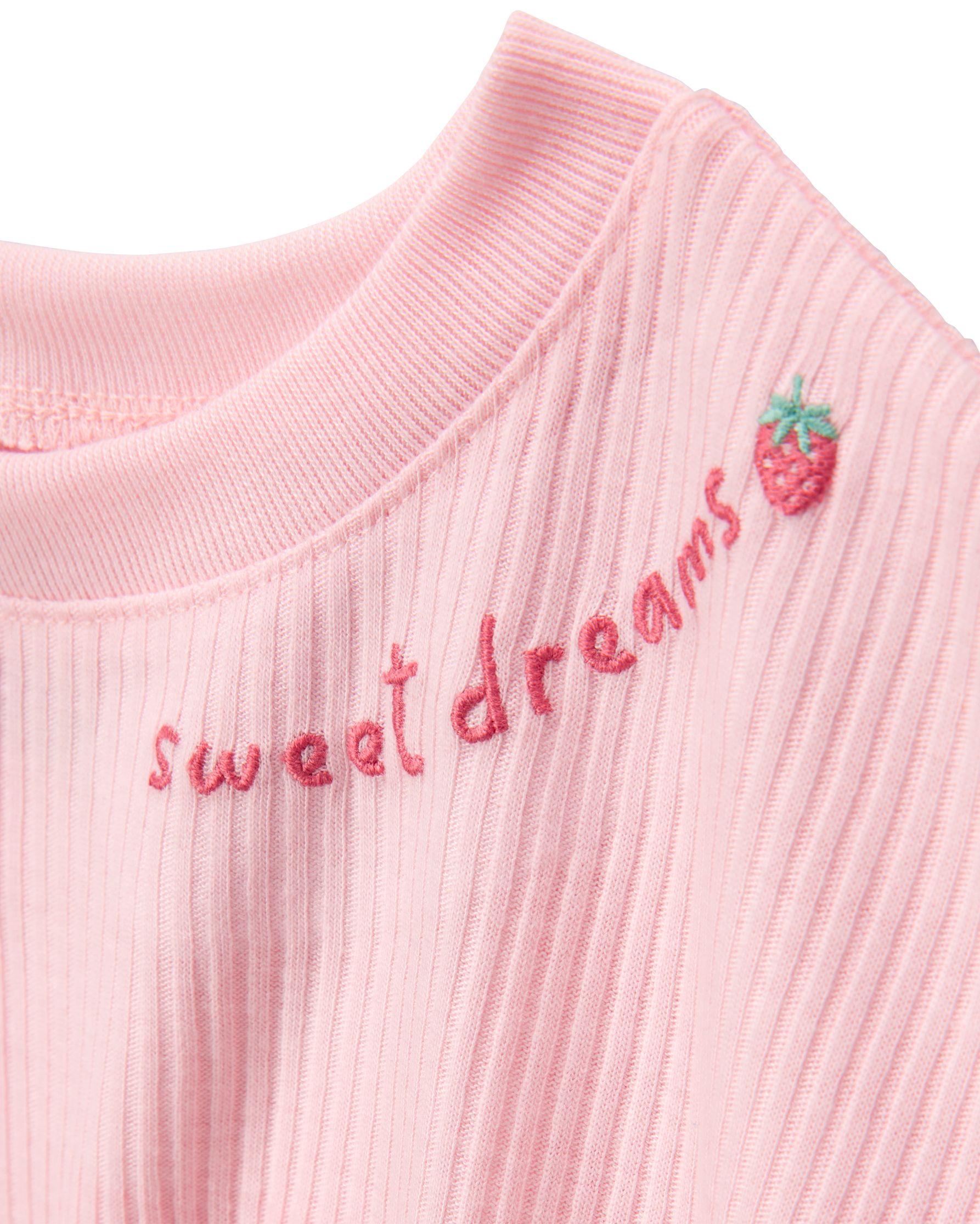 Girls Strawberry Print Loose Fit 2-Piece Pyjamas - Pink