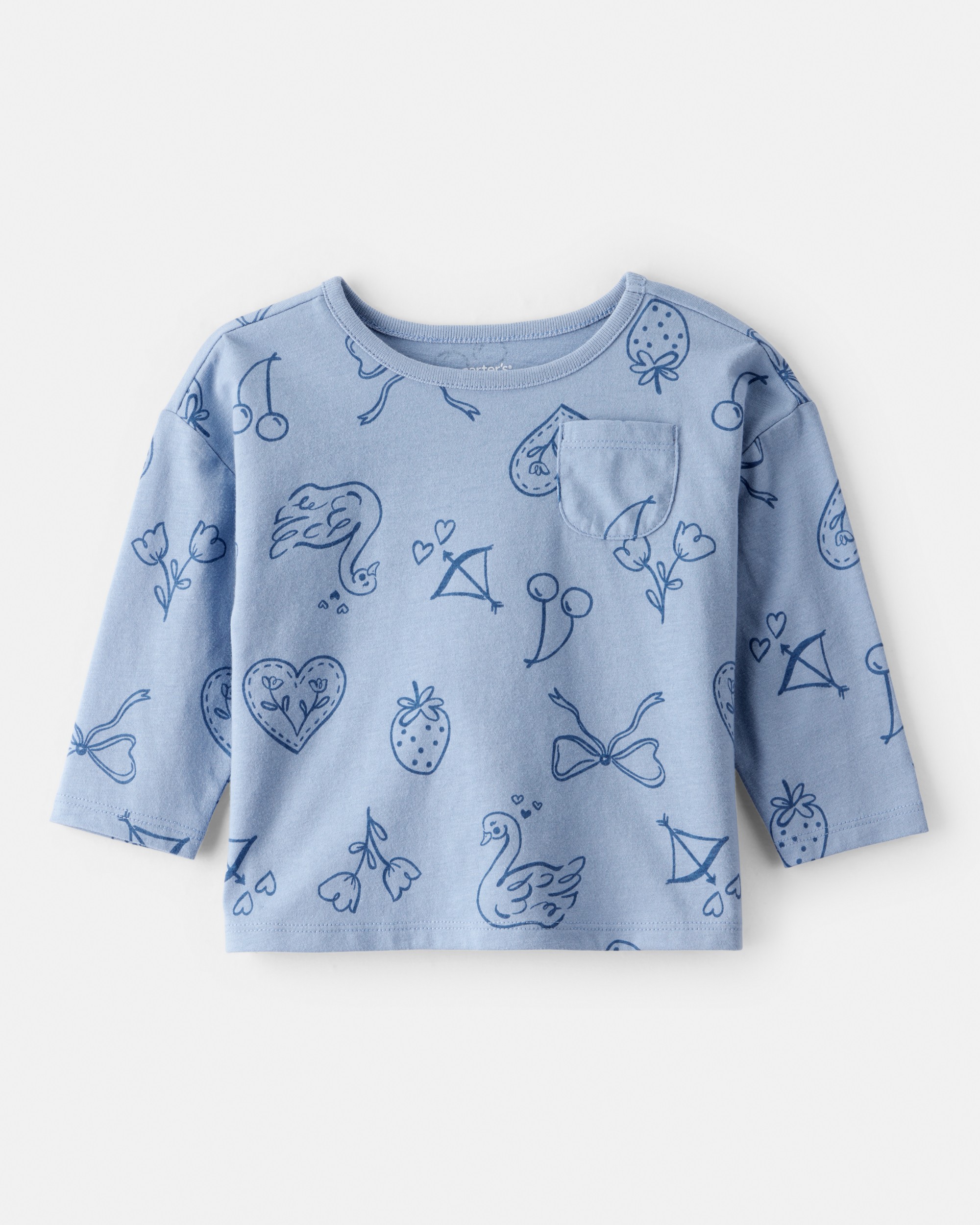 Baby Girl Icon Print  Long Sleeve Tee - Blue