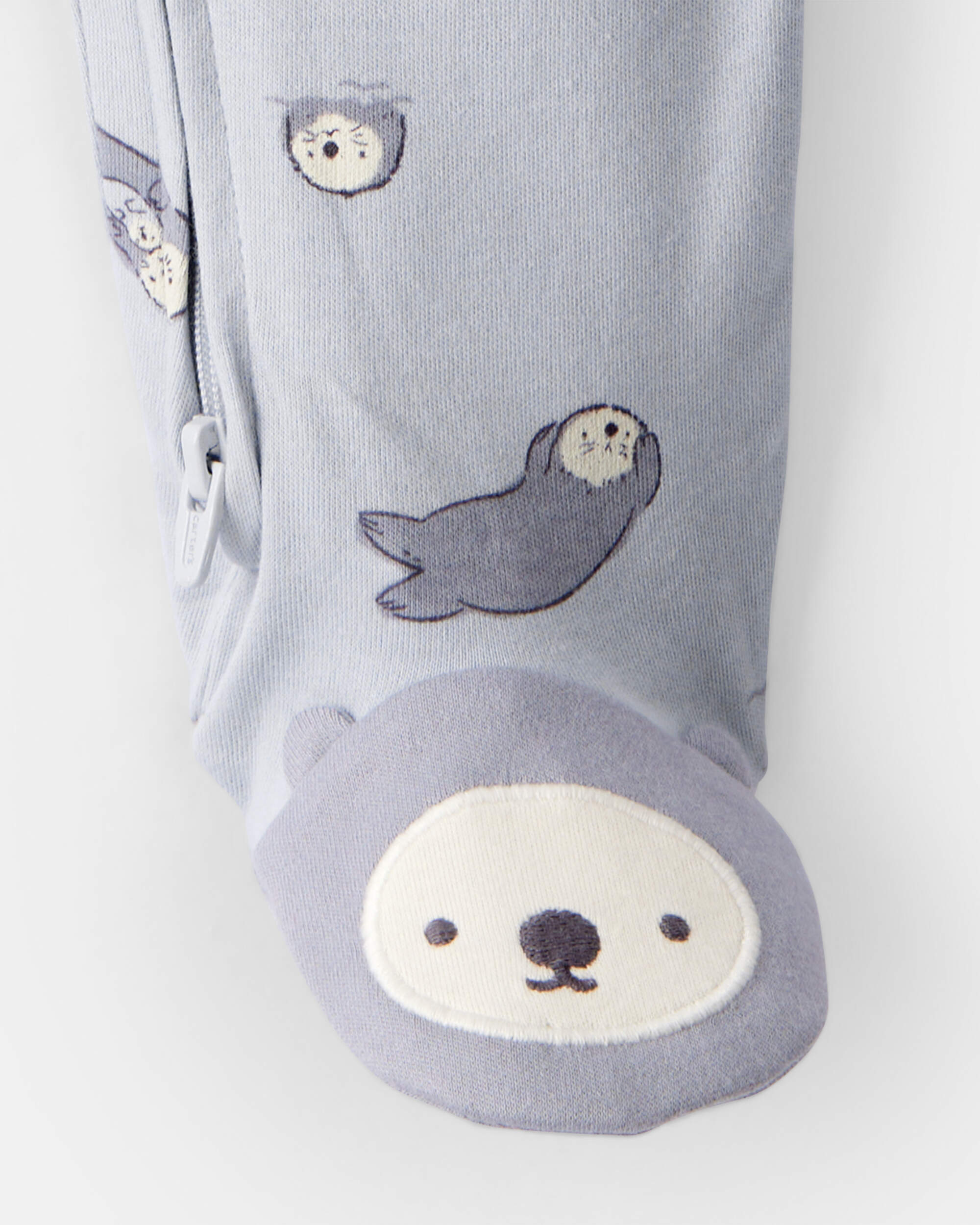 Baby Print 100% Cotton Long-Sleeve Snug Fit Sleeper - Blue