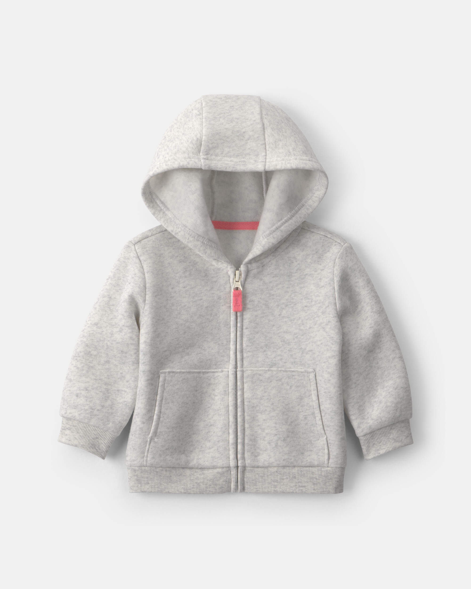 Baby Girl Fleece Zip-Up Hoodie - Grey