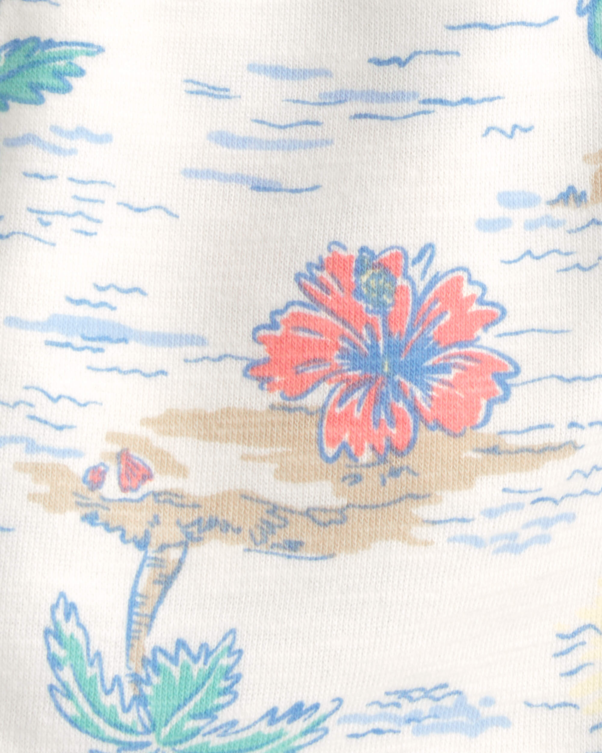 Toddler Boy Tropical Beach French Terry Shorts - Ivory