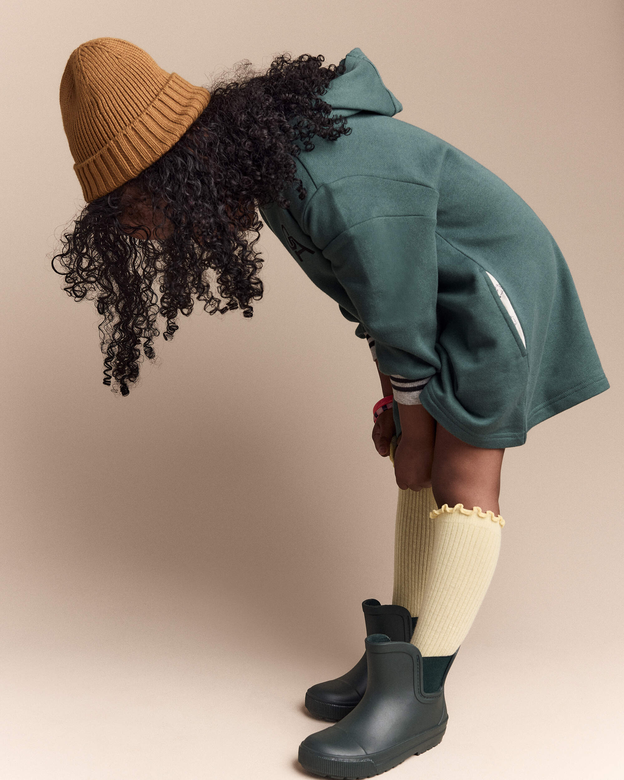 Toddler Girl Long-Sleeve Hooded Sweatshirt Dress - Green