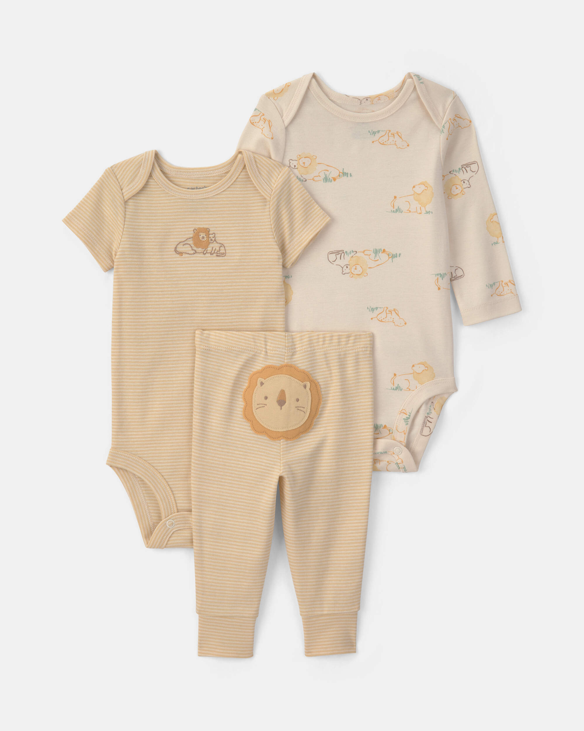 Baby 3-Piece Lion Bodysuit & Pant Set - Yellow/Ivory