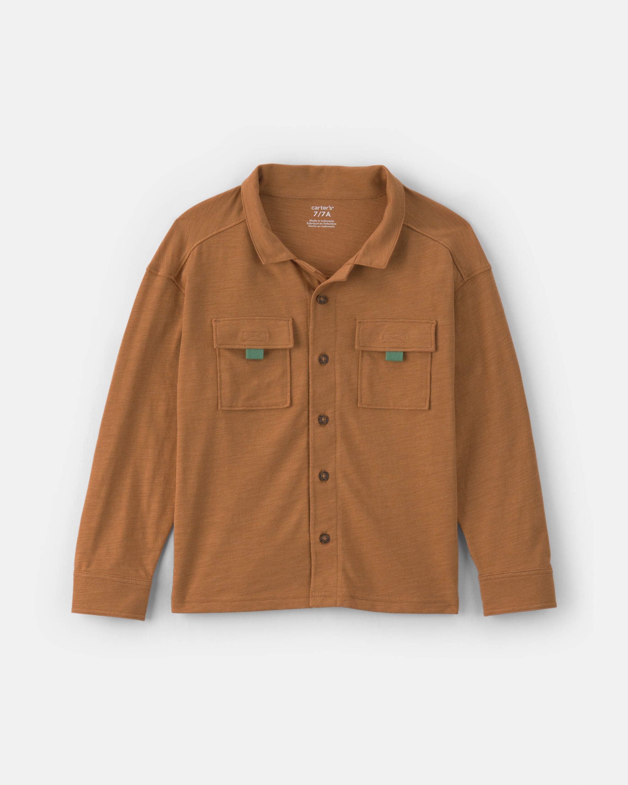 Boys Button-Down Shirt-Brown