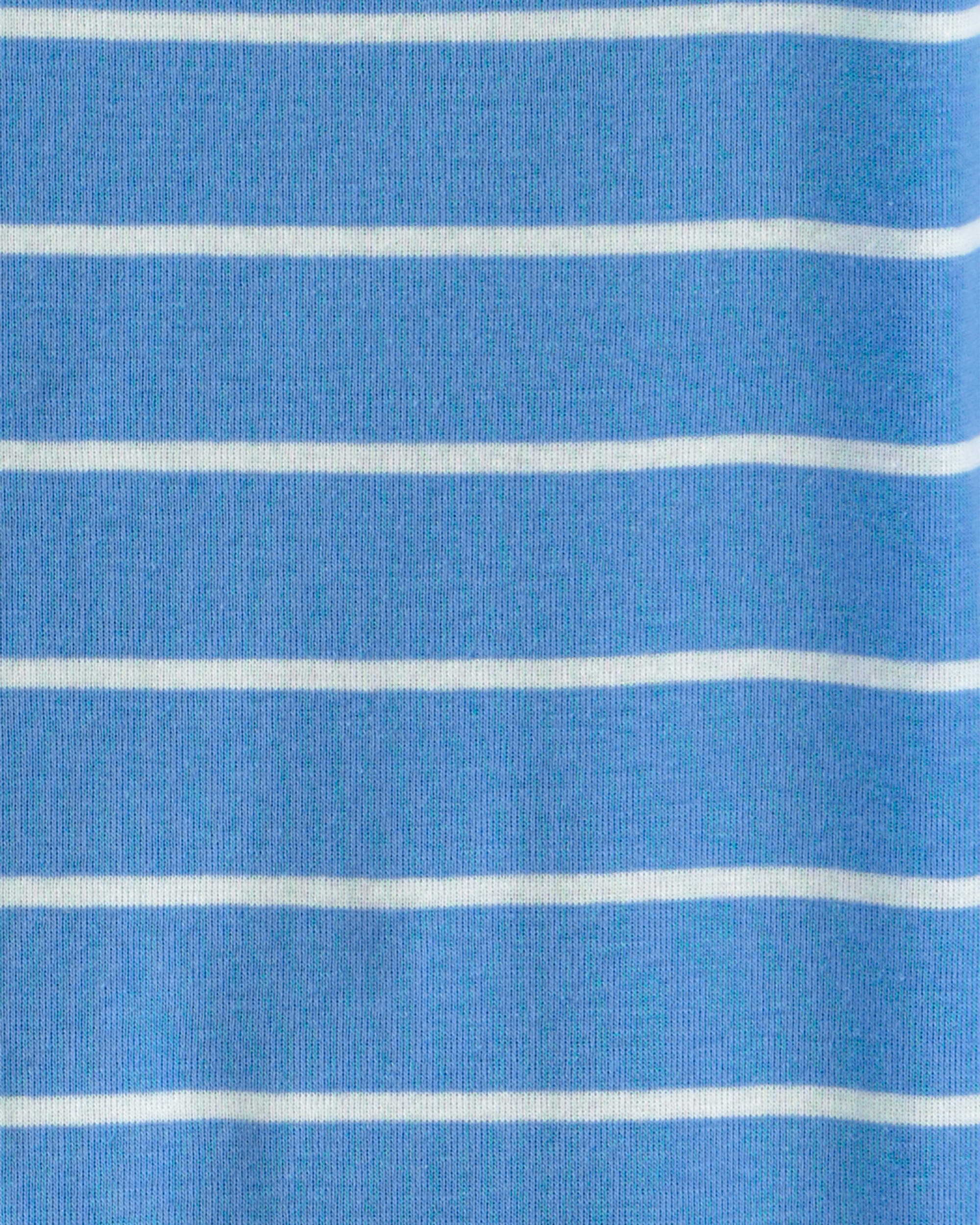 Toddler Boy PB&J Striped 100% Cotton Short-Sleeve Snug Fit 4-Piece Pyjama Set - Blue/Brown