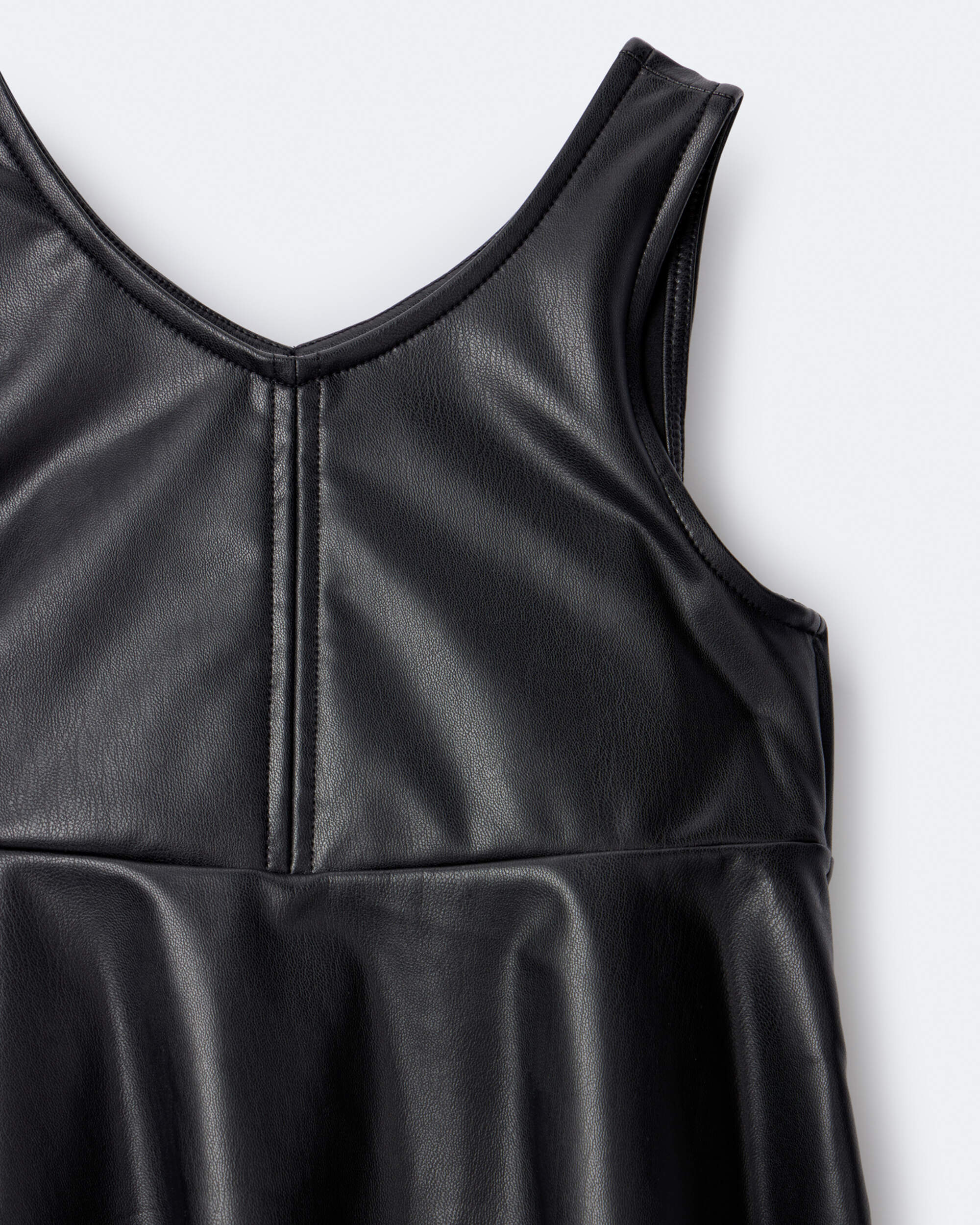 Toddler Girl Faux Leather Sleeveless Dress - Black