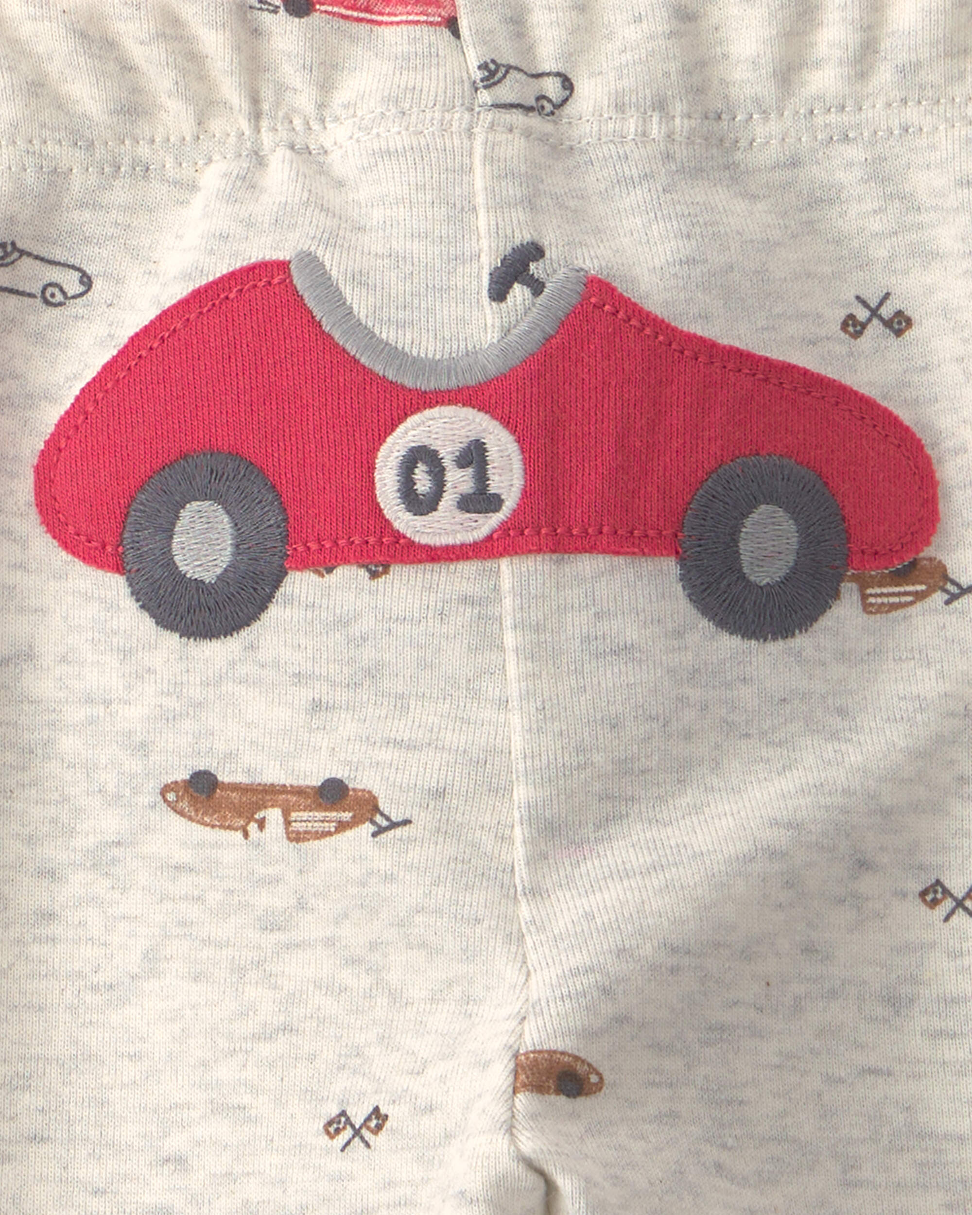 Baby Boy 3-Piece Race Car Bodysuit & Pant Set - Grey/Red