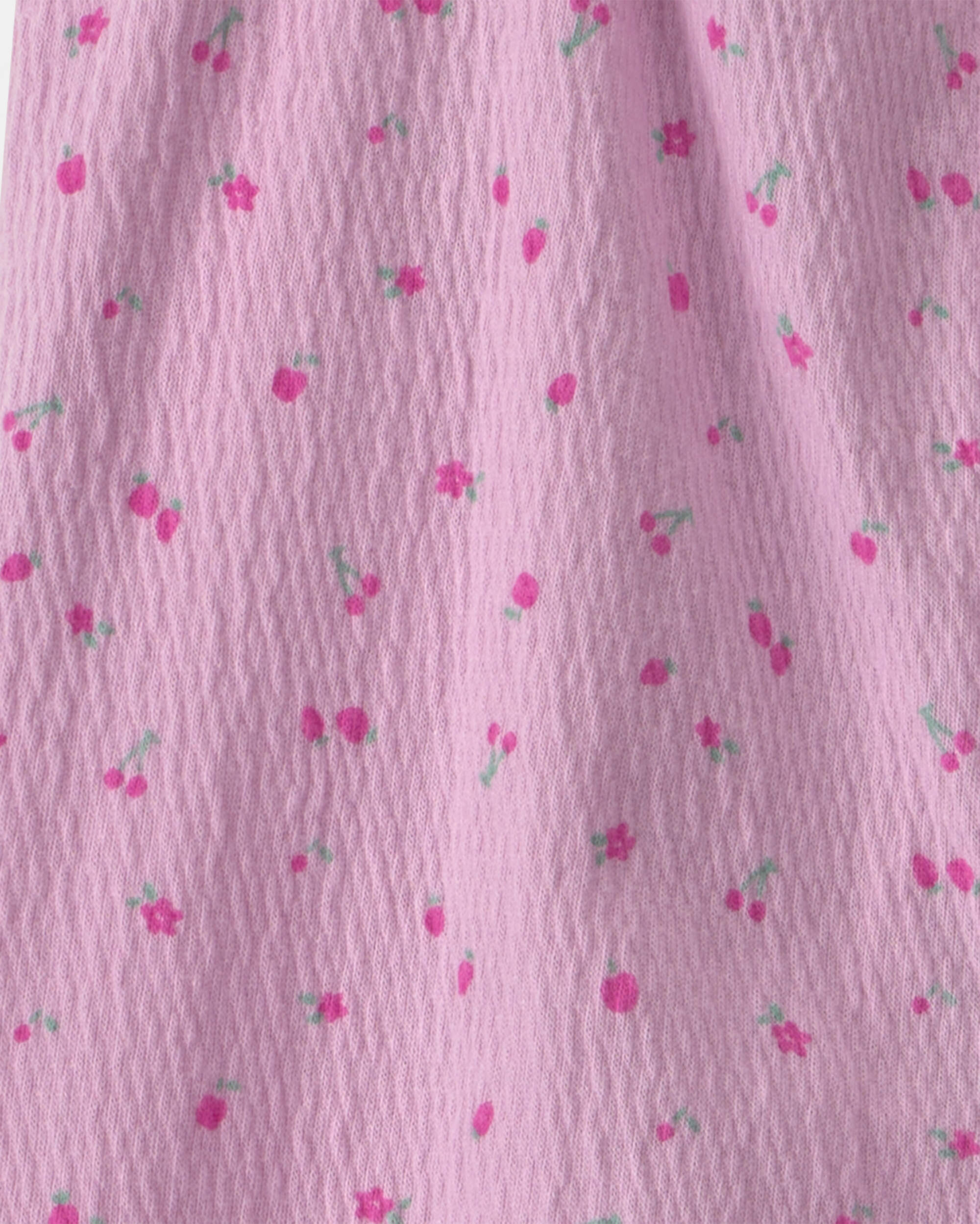 Baby Girl Cherry Flutter Sleeve Jumpsuit - Pink