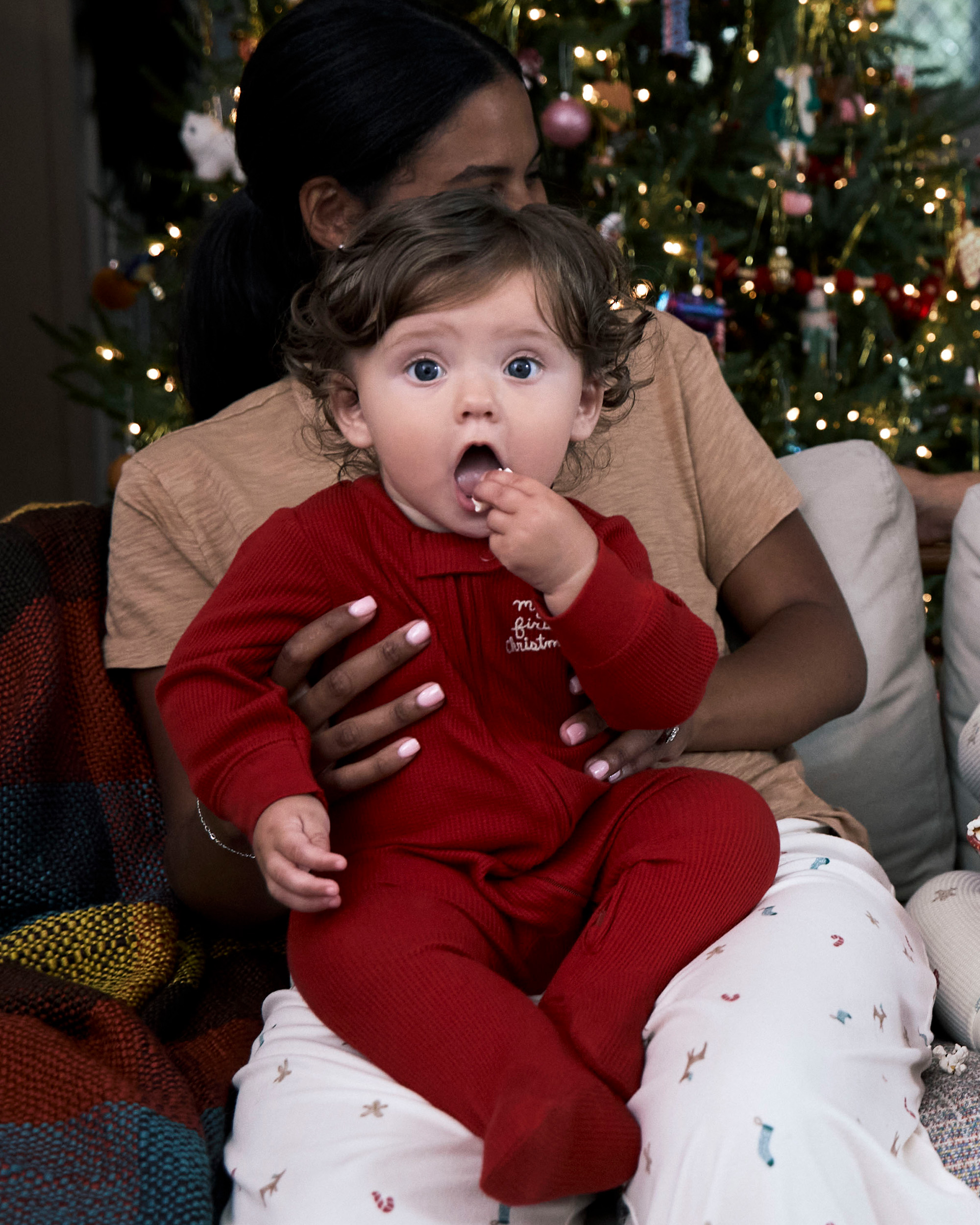 Baby My First Christmas Cotton Sleeper - Red