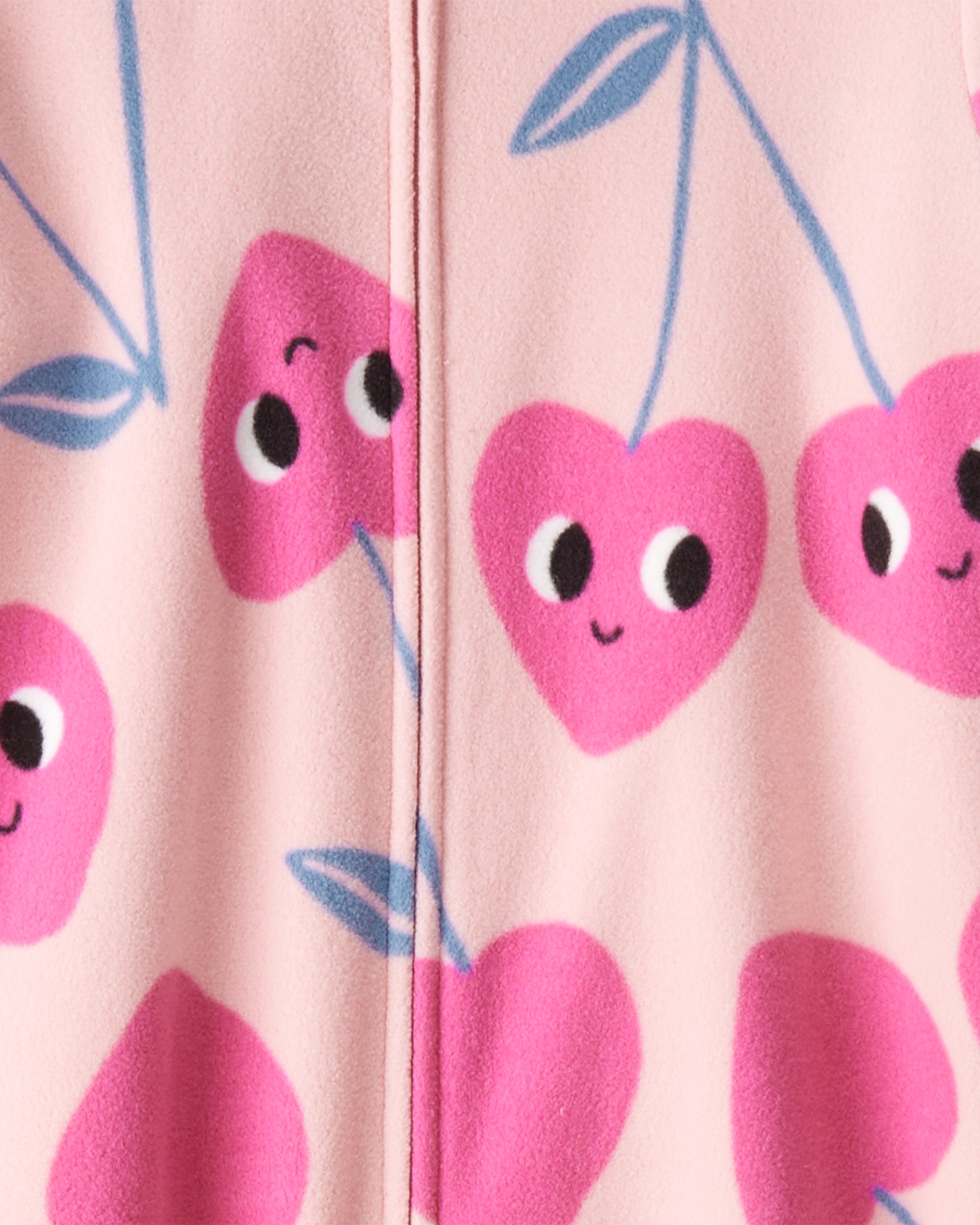 Girls Cherry Long-Sleeve Loose Fit 1-Piece Pyjamas-Pink