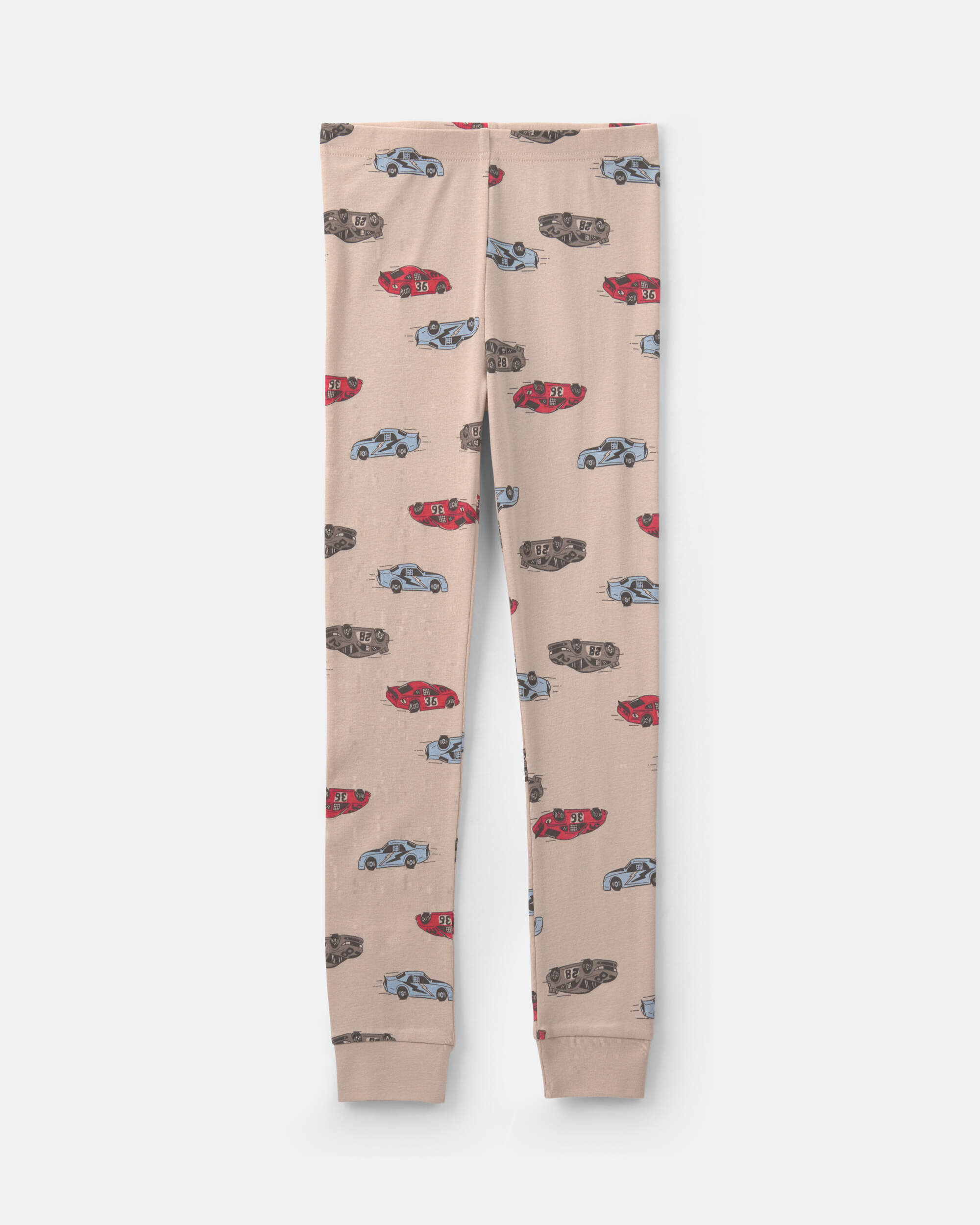 Boys Race Car 100% Cotton 4-Piece Pyjama Set - Grey/Khaki