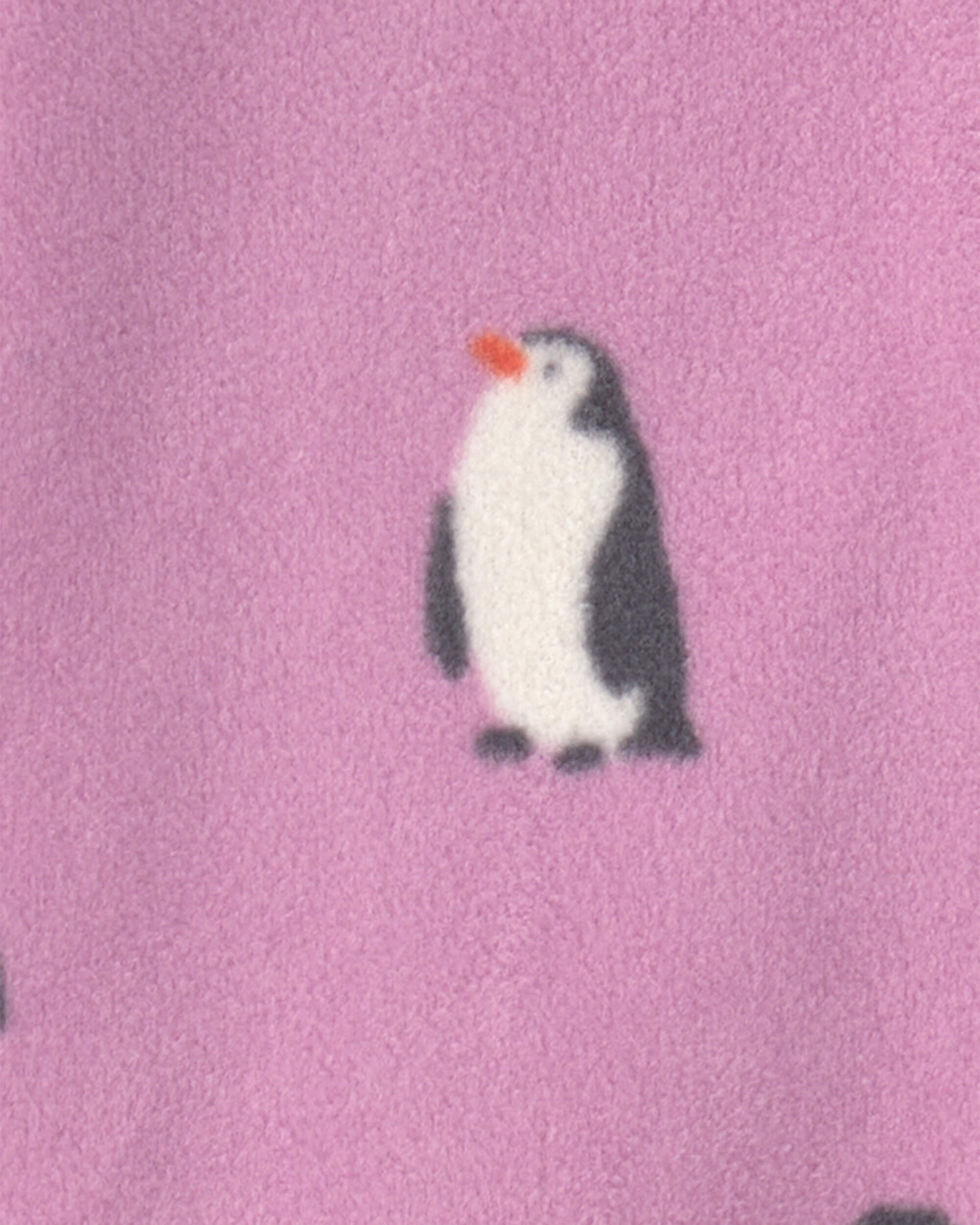 Baby Girl Penguin Fleece 2-Way Zip Sleeper - Purple