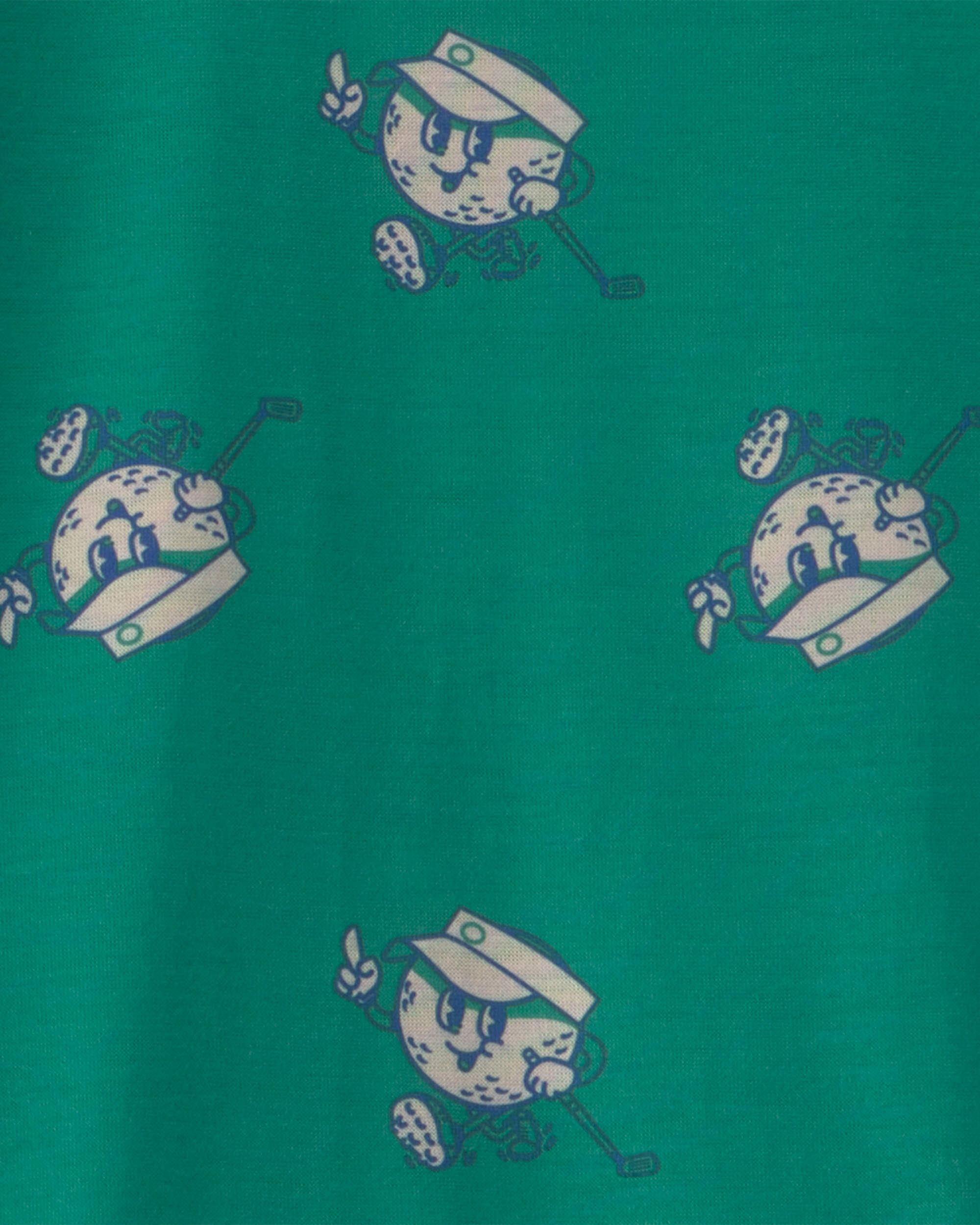 Boys 2-Piece Golf Short-Sleeve Loose Fit Pyjama Set - Green/Grey