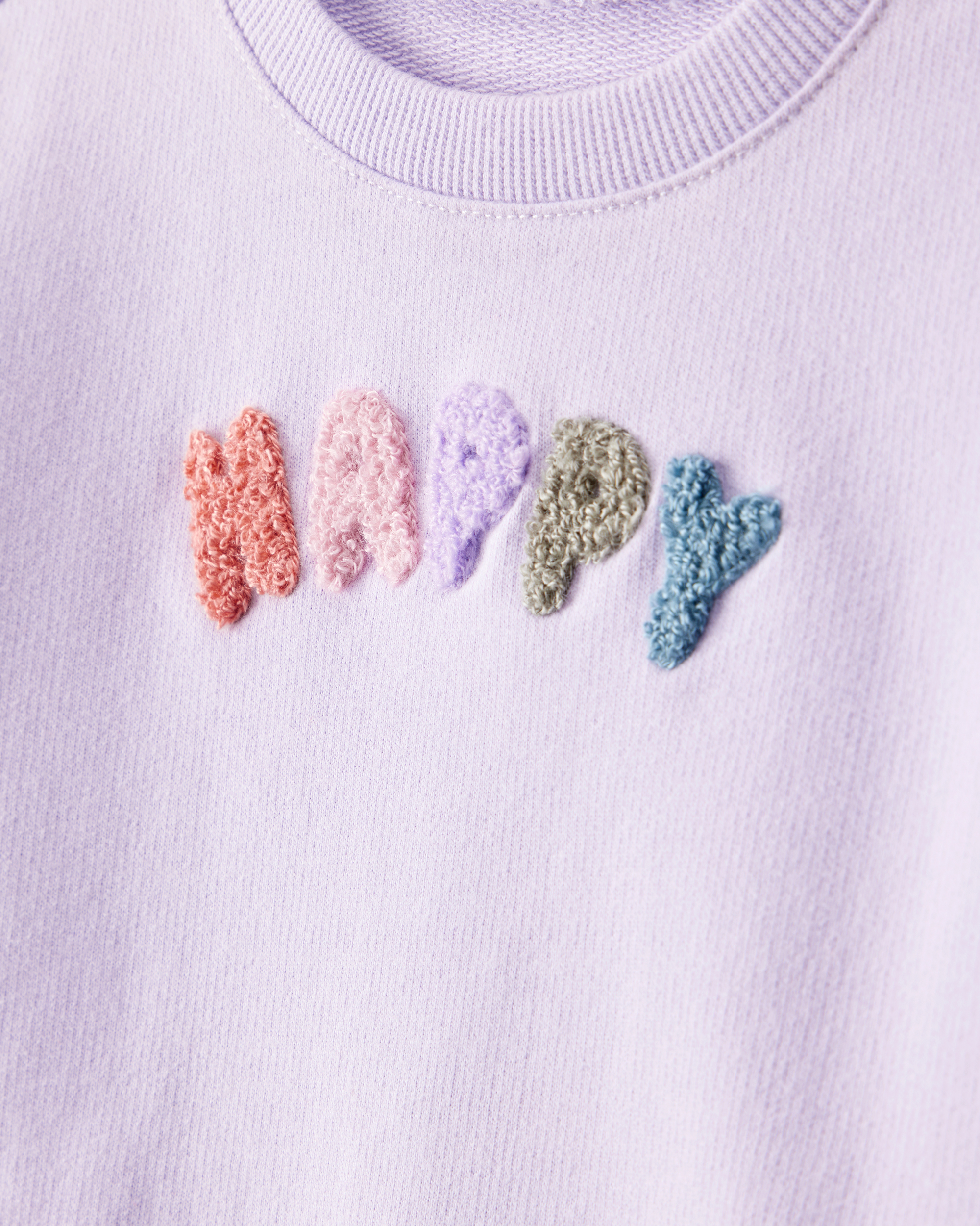 Baby Girl Happy French Terry Long-Sleeve Pullover Sweatshirt - Purple