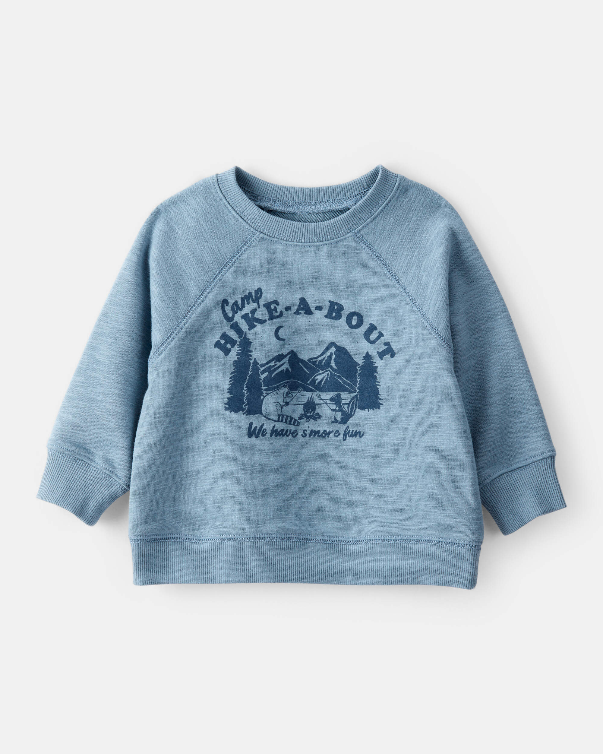 Baby Boy Camping French Terry Pullover Sweatshirt - Blue