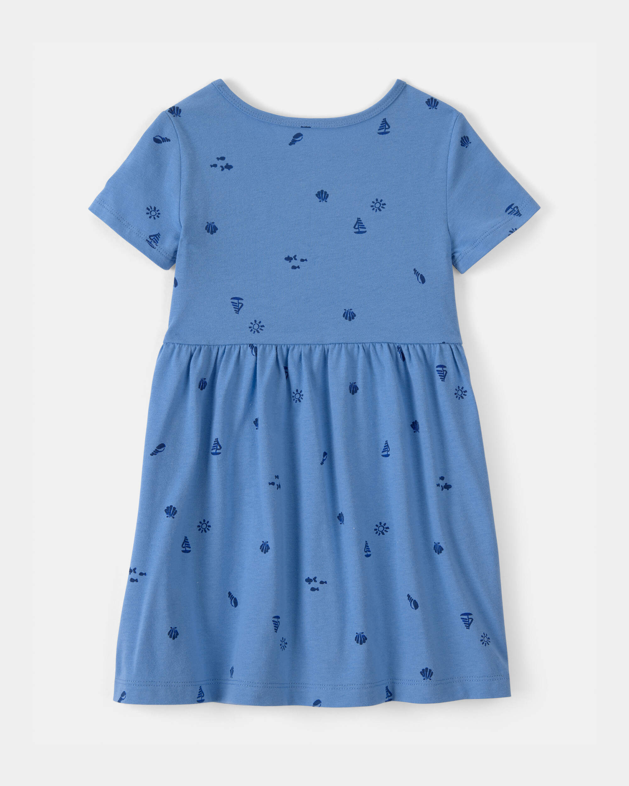 Toddler Girl Seashell Short-Sleeve Dress - Blue