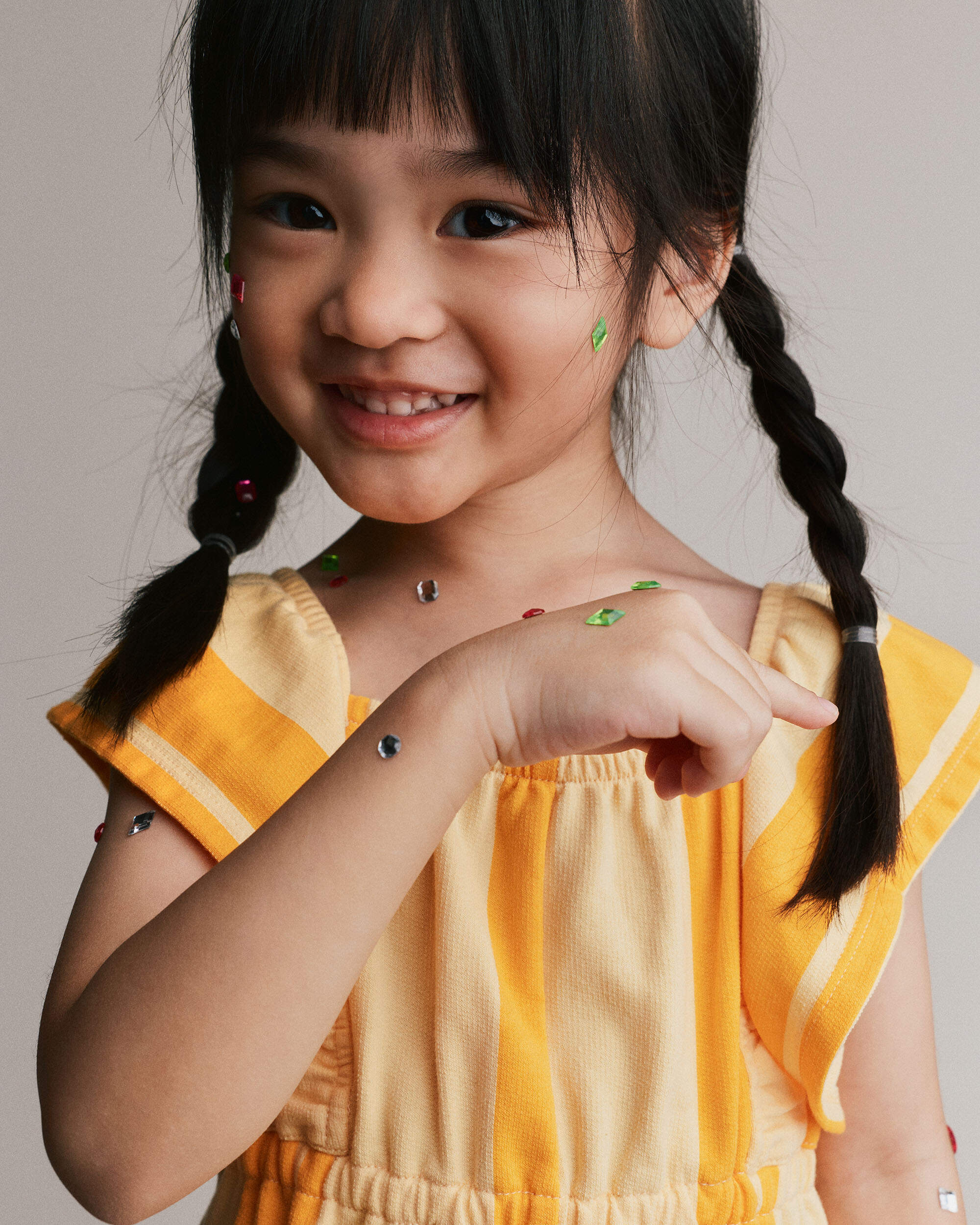 Toddler Girl Ruffle Sleeve Romper Stripes - Yellow