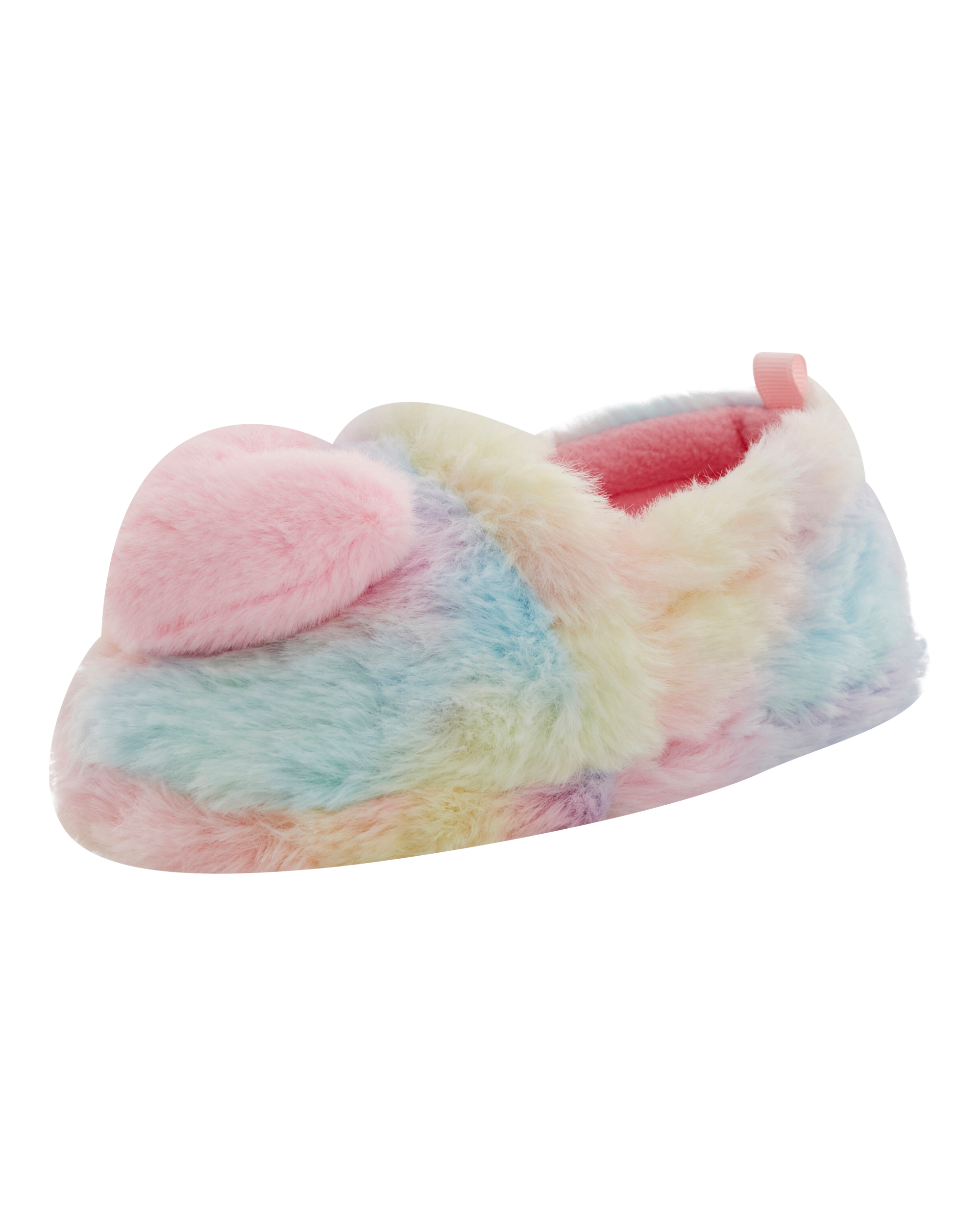 Rainbow Heart Faux Fur Loafer Slippers