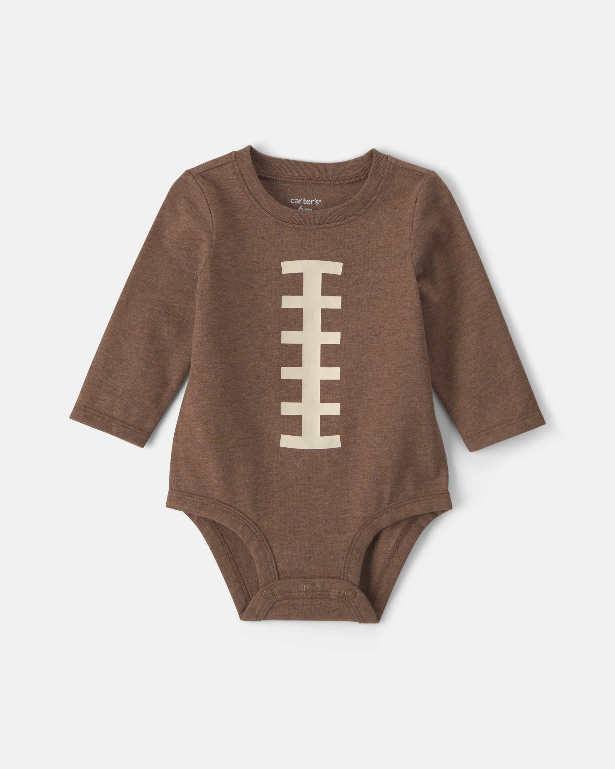 Baby Boy Football Long-Sleeve Graphic Bodysuit - Brown