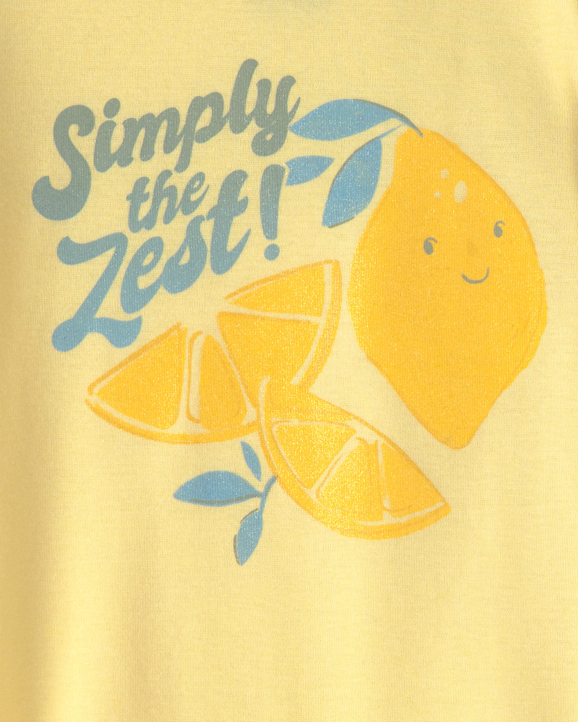 Baby Girl Lemon 100% Cotton Snug Fit 4-Piece Pajama Set - Blue/Yellow