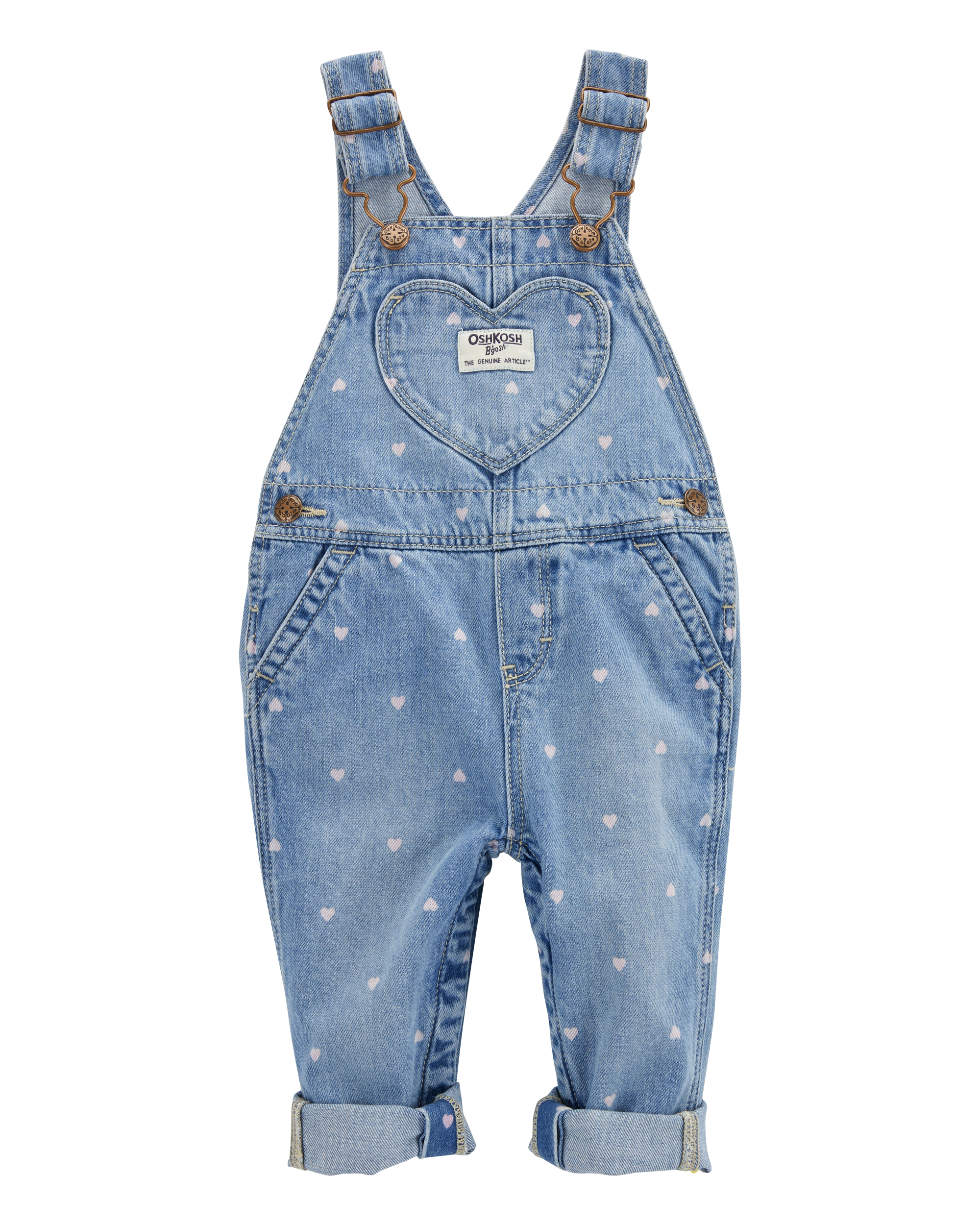 Baby Heart-Print Knit Denim Overalls - Blue | Carter's Oshkosh Canada