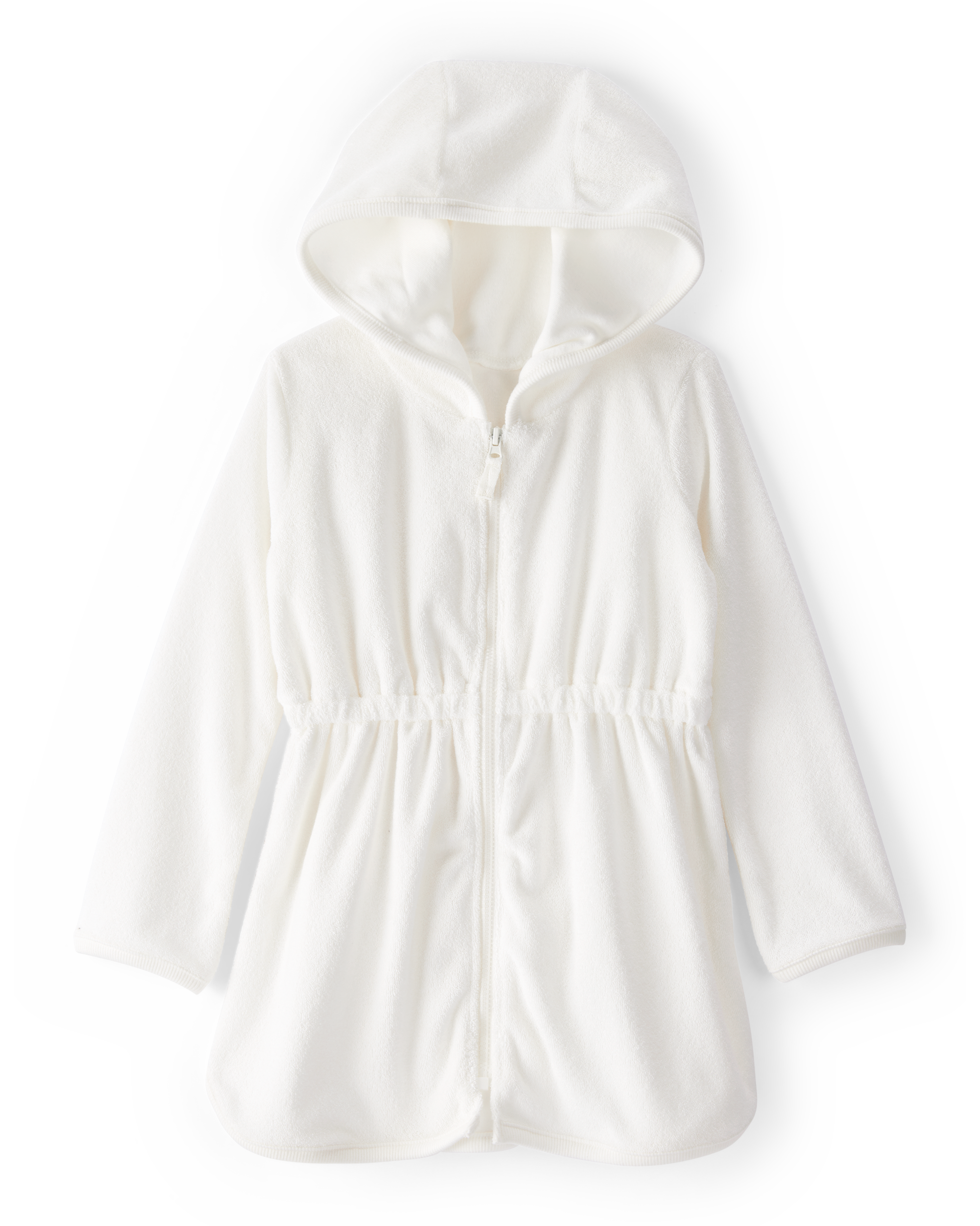 Toddler Girl Hooded Terry Cloth Swim Cover-Up Dress - White