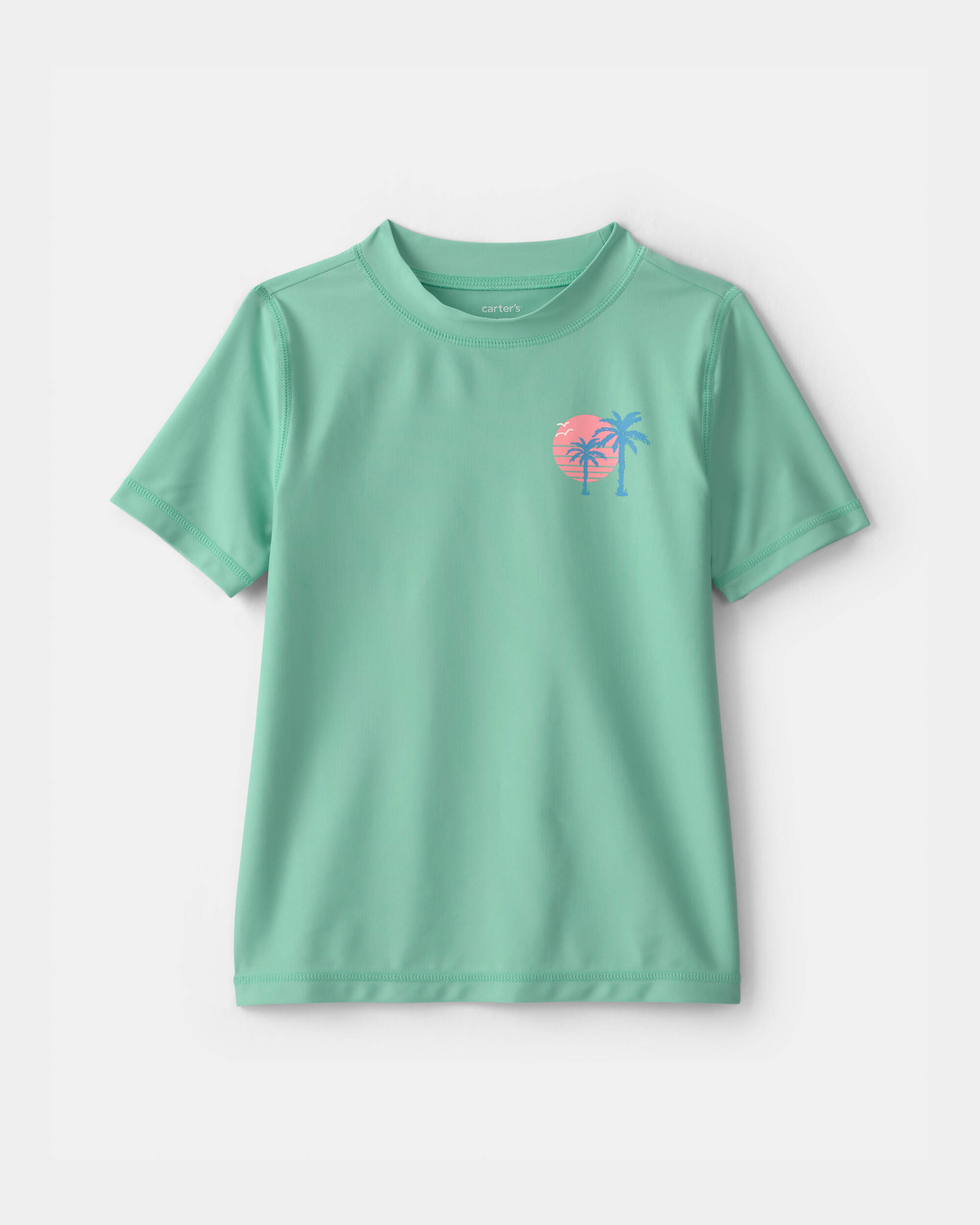 Boys Palm Tree Tropical Short-Sleeve Rashguard - Green