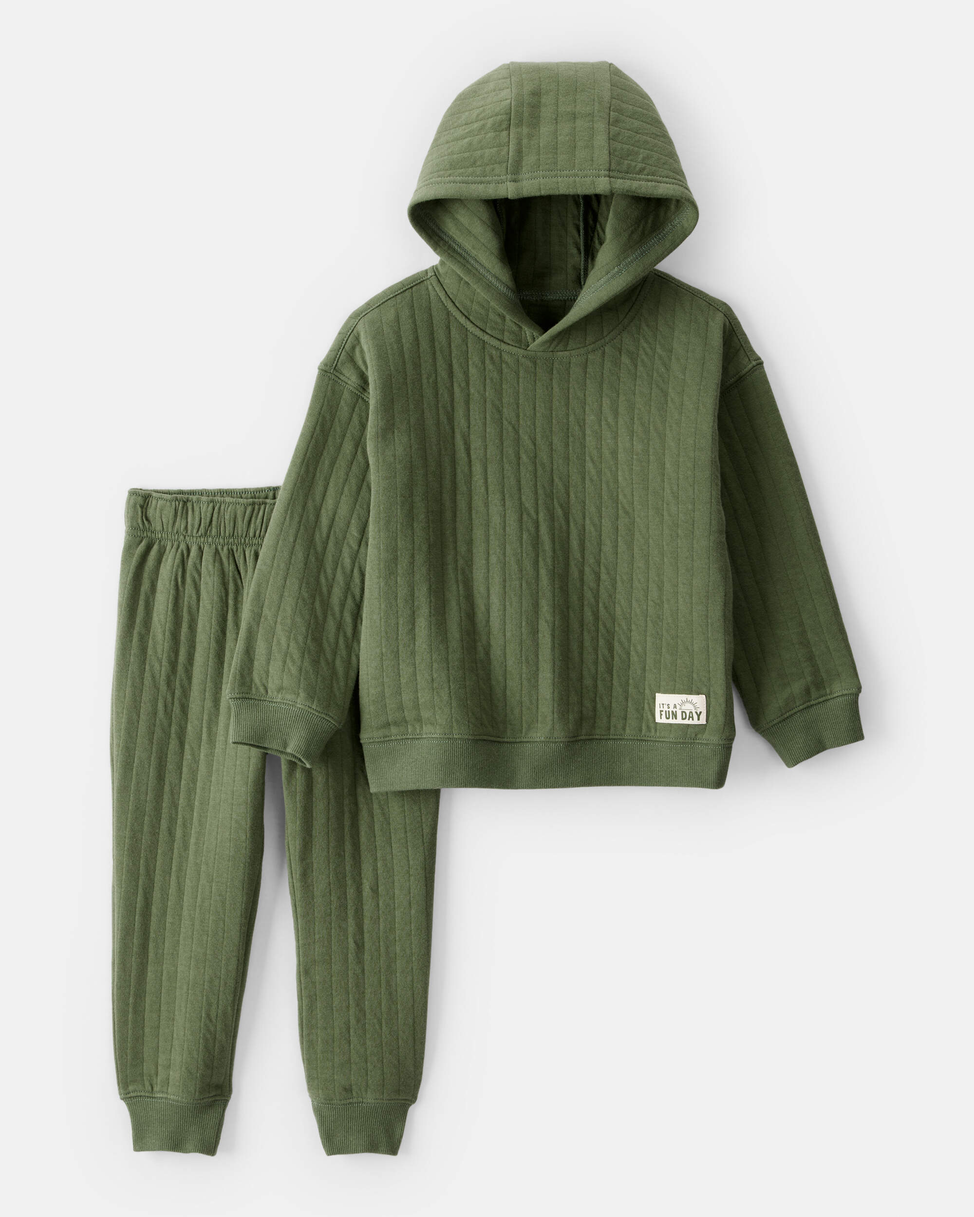 Toddler Boy 2-Piece Hooded Tee & Pant Set - Olive