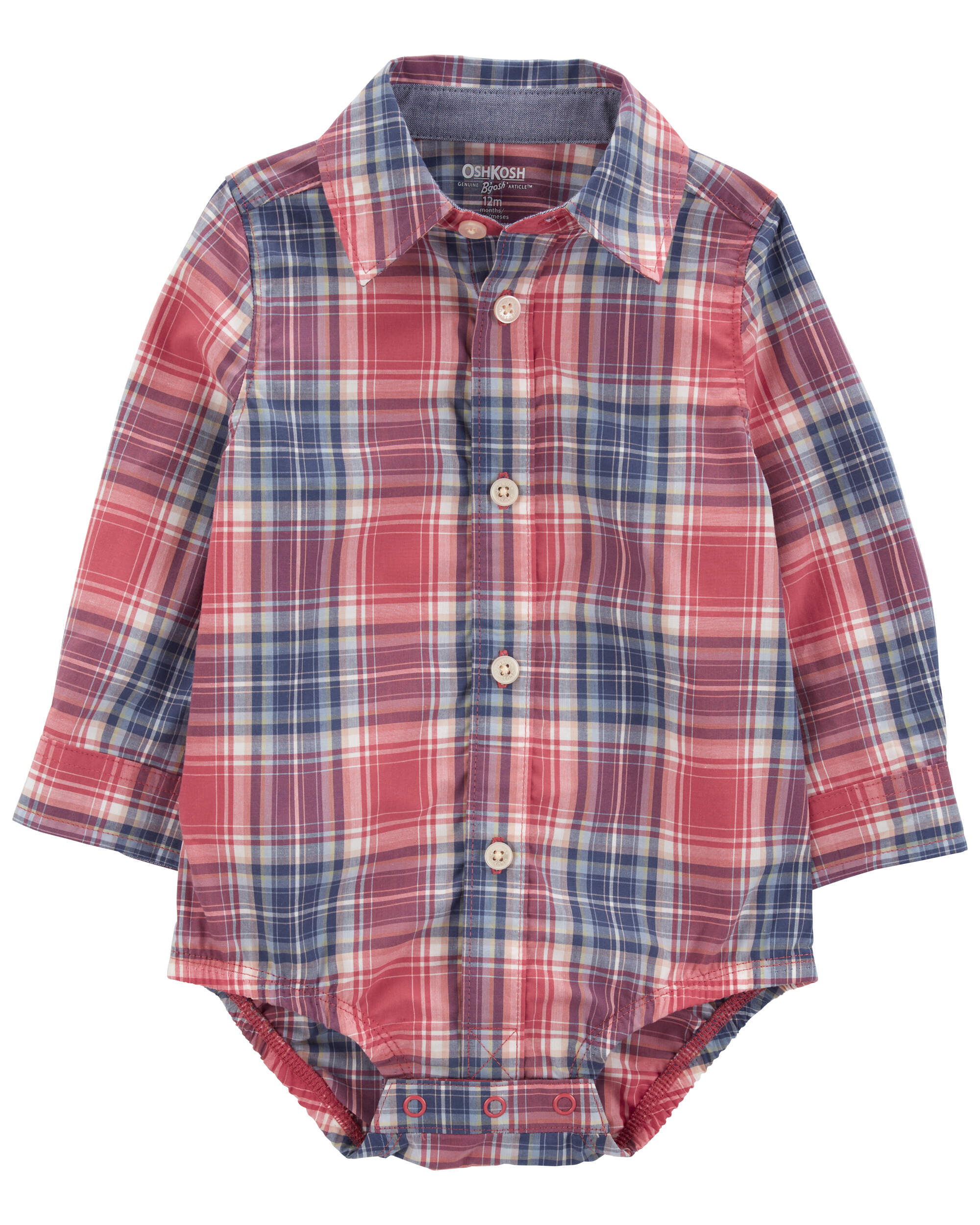 Baby Plaid Button-Front Bodysuit